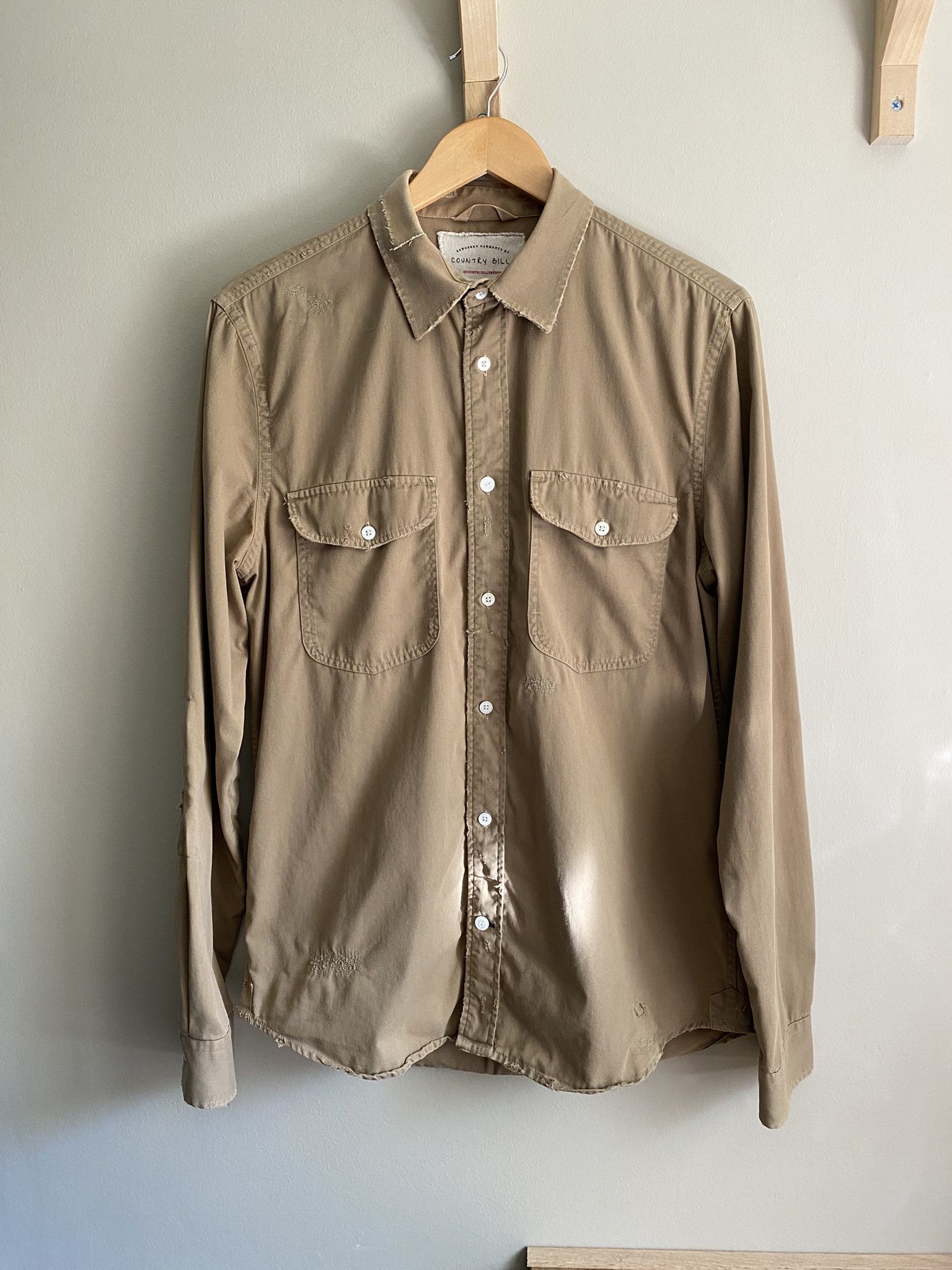 Kapital Repair Work Shirt - Khaki Twill Size US M / EU 48-50 / 2 - 23 Thumbnail