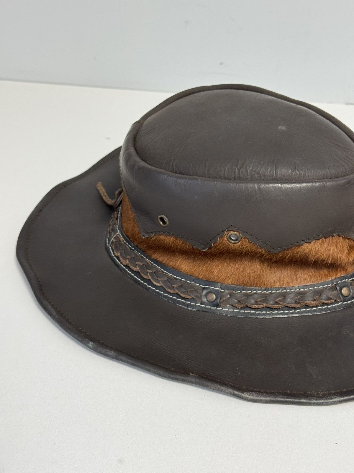 Other Kanga-Rou Brown Leather Outback Hat Vintage Australian Style Size ONE SIZE - 2 Thumbnail