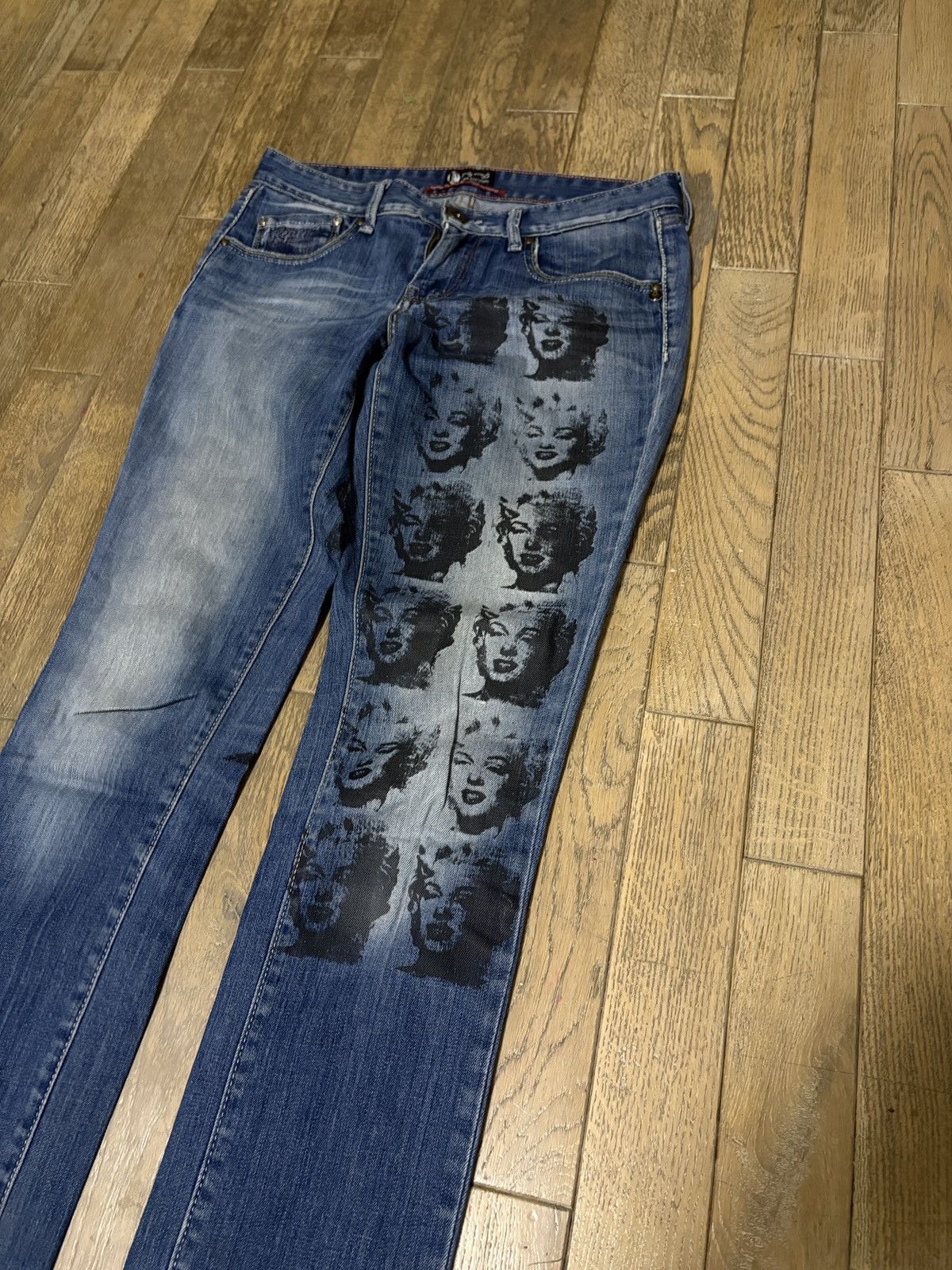 Andy Warhol Pepe Jeans Andy Warhol Marilyn Monroe Graphic Jeans Y2K Punk Size US 29 - 2 Thumbnail