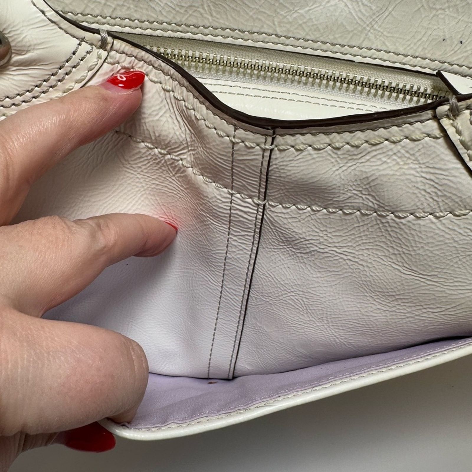 Coach Coach Bleecker Caryall Tote Eggshell Patent Leather #14483 Size ONE SIZE - 11 Thumbnail