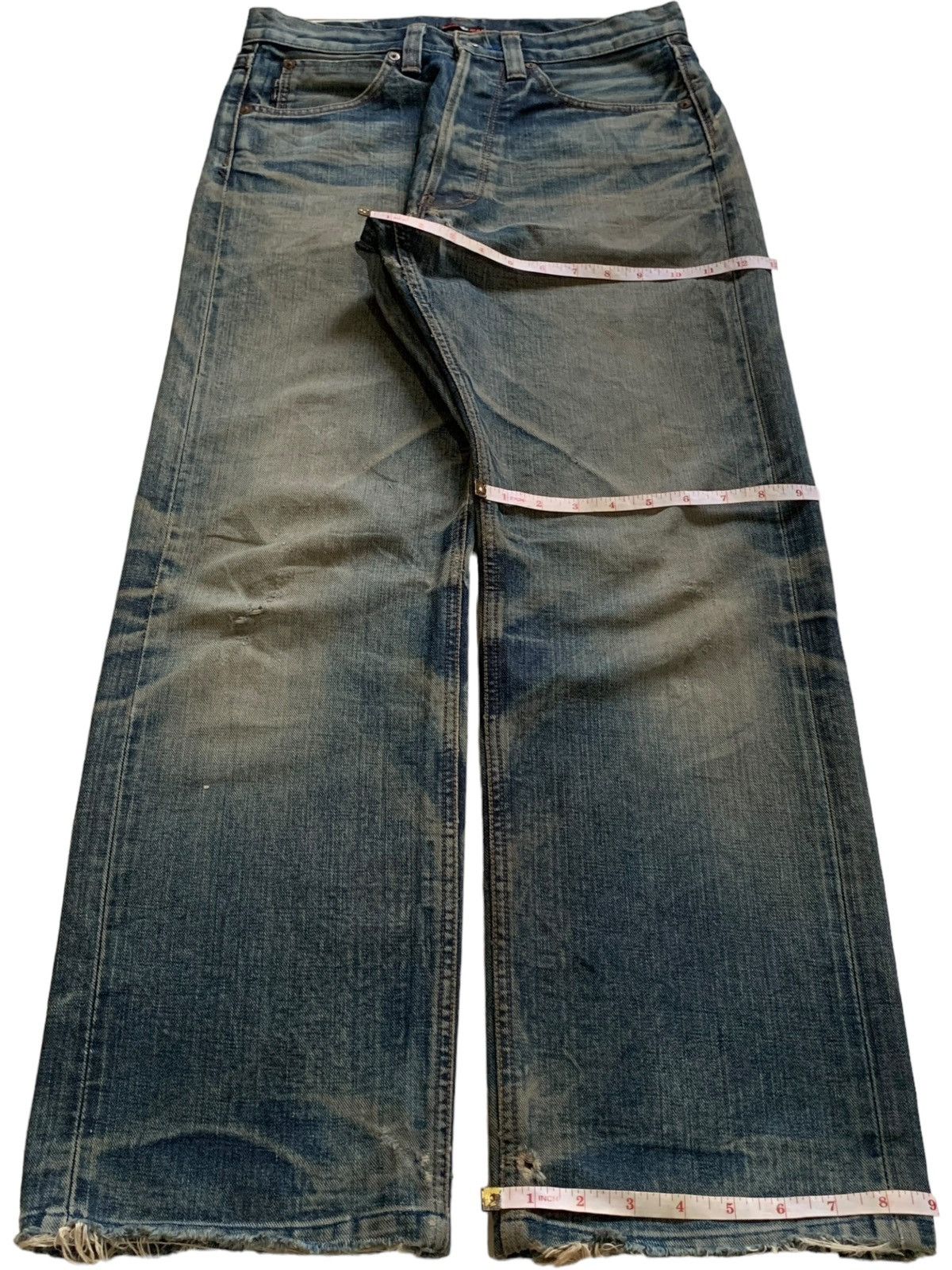 Hypebeast Vintage Paul Smith Red Ear Selvedge Mud Wash Rip Baggy Jeans Size US 31 - 16 Thumbnail