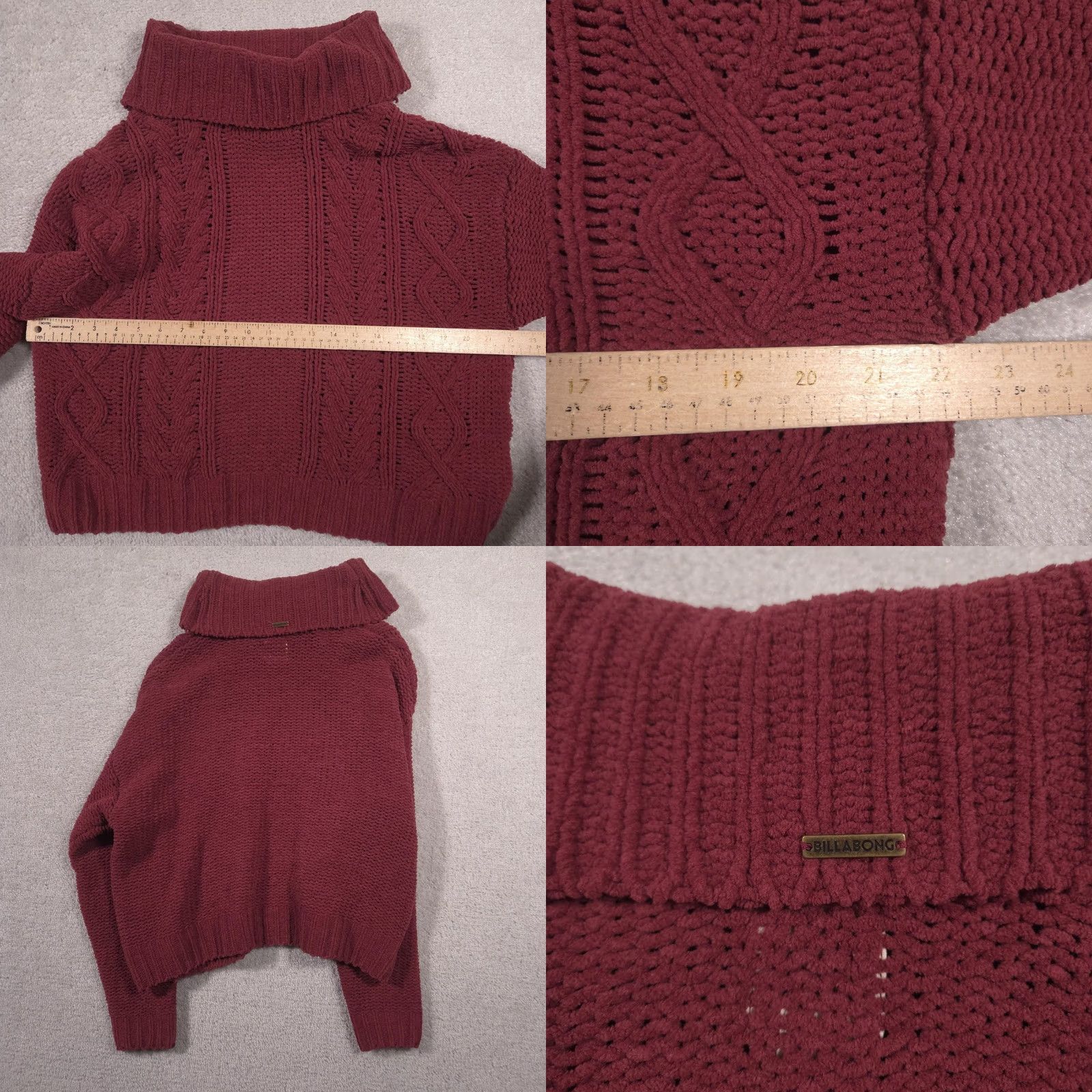 Billabong Billabong Sweater Womens M Red Cable-Knit Turtleneck Long Sleeve Pullover Size M / US 6-8 / IT 42-44 - 8 Thumbnail