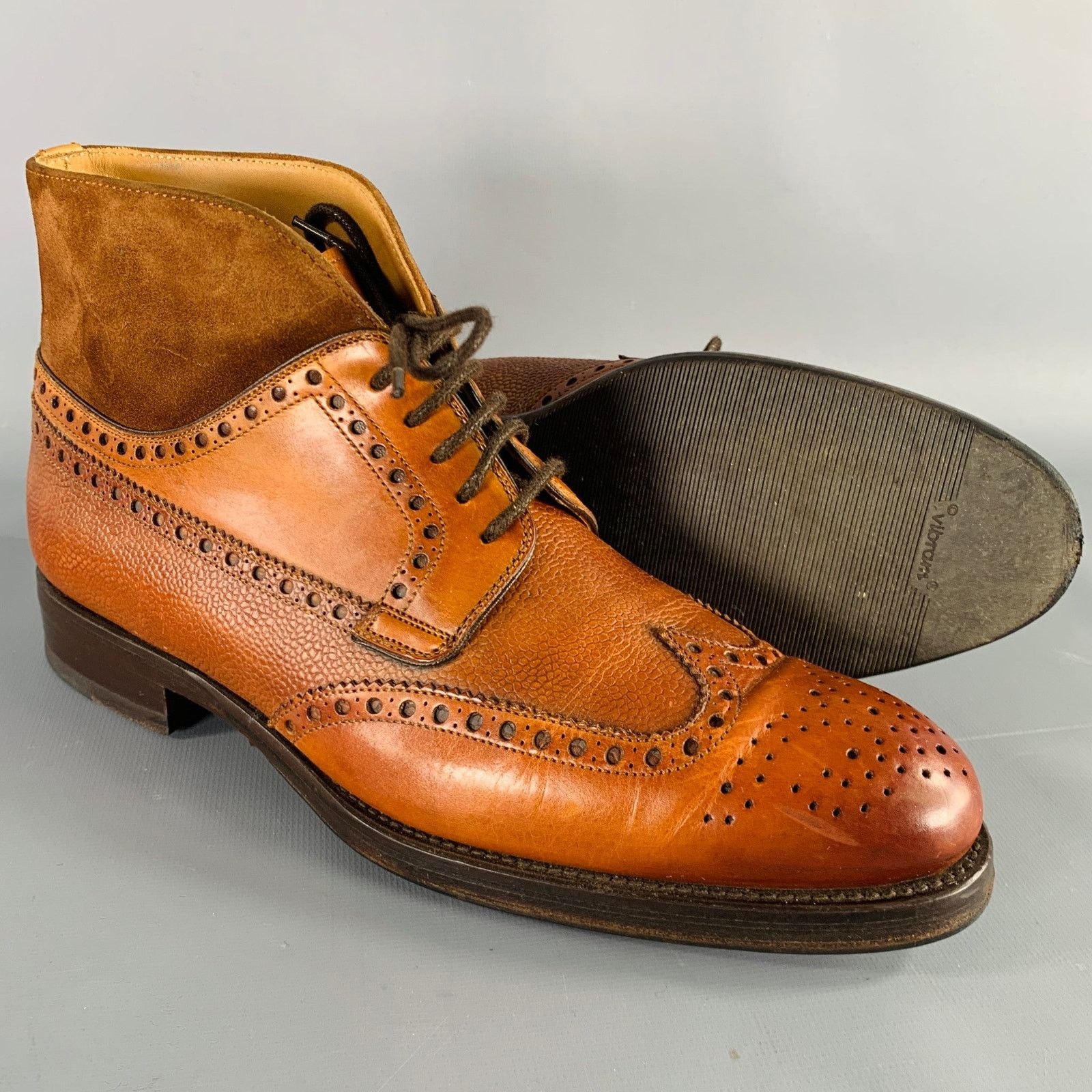 Phineas Cole PHINEAS COLE Size 7.5 Tan Perforated Leather Wingtip Boots Size US 7.5 / EU 40-41 - 5 Thumbnail