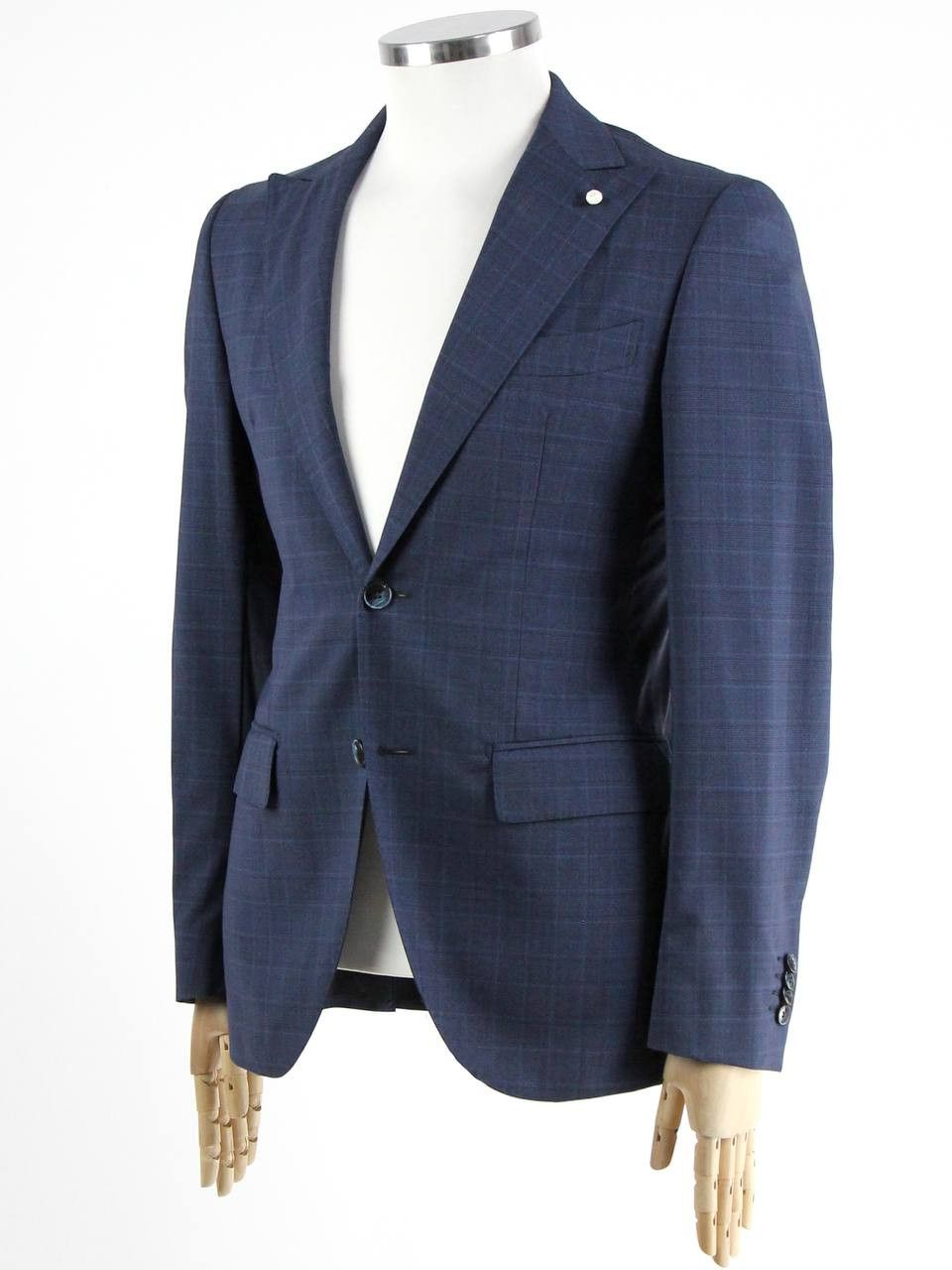 Luigi Bianchi LUIGI BIANCHI Mantova Sartoria Blue checkered jacket Size 46R - 5 Thumbnail