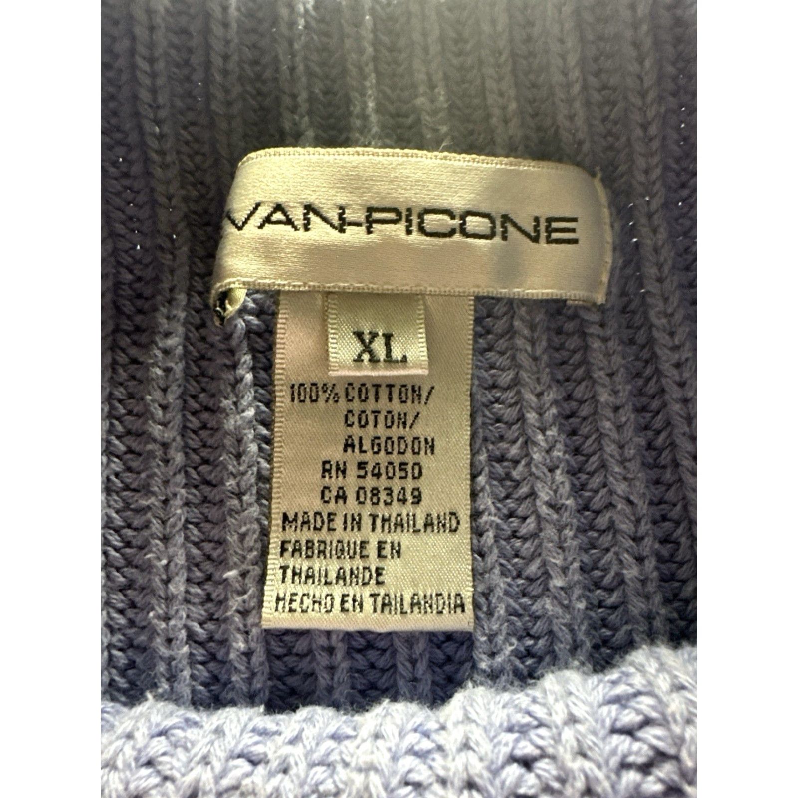 Evan Picone Evan Picone Sweater Womens XL Blue Rib Knit Mock Neck Pullover Cotton Knit Pullover Size XL / US 12-14 / IT 48-50 - 4 Thumbnail