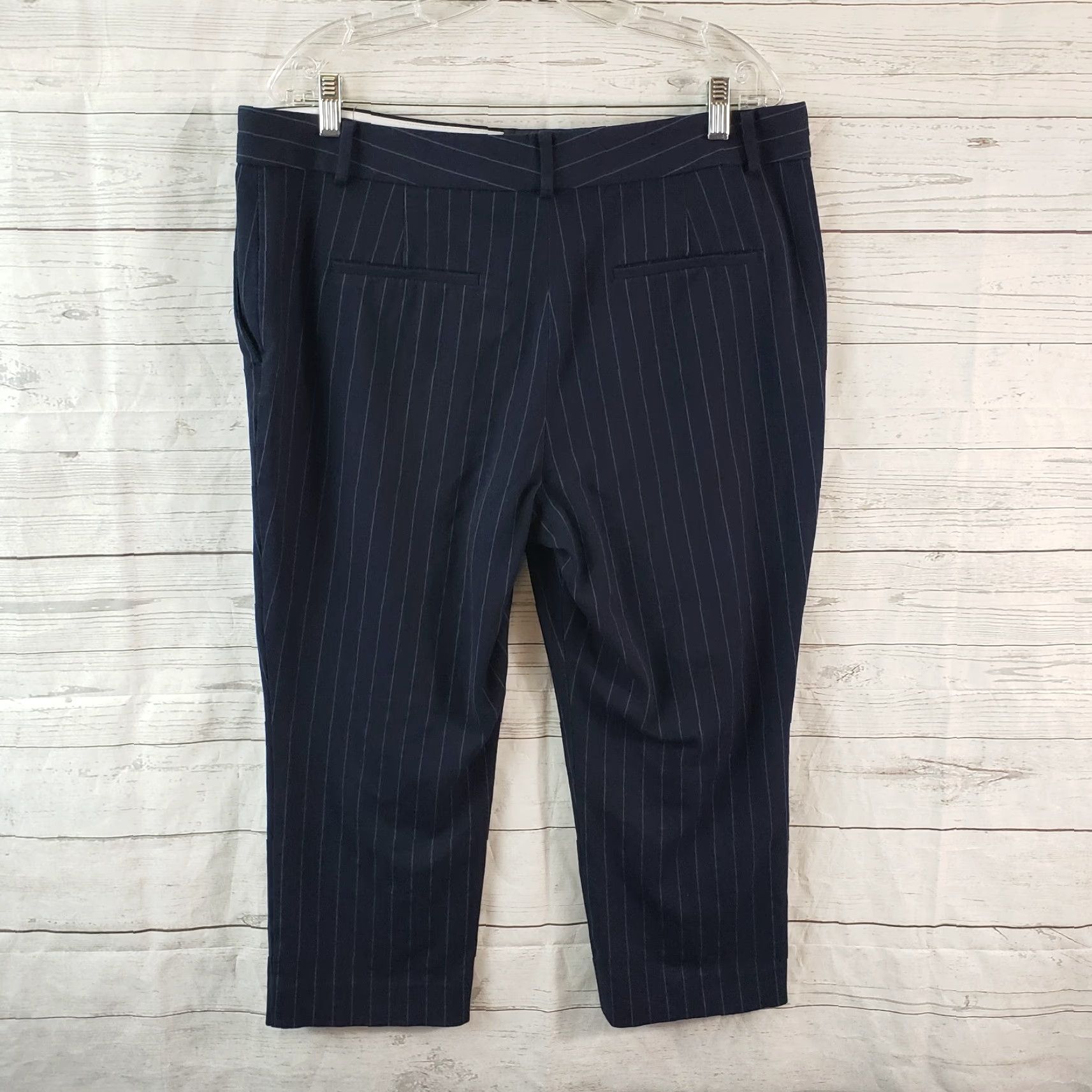 Ann Taylor Ann Taylor Womens Cropped Pants Sz 14 Blue Striped High Rise Pants Womens 14 Blue Striped Cropped Rise 11.5 Inseam 22 Greys? Size 36" / US 14 / IT 50 - 3 Thumbnail