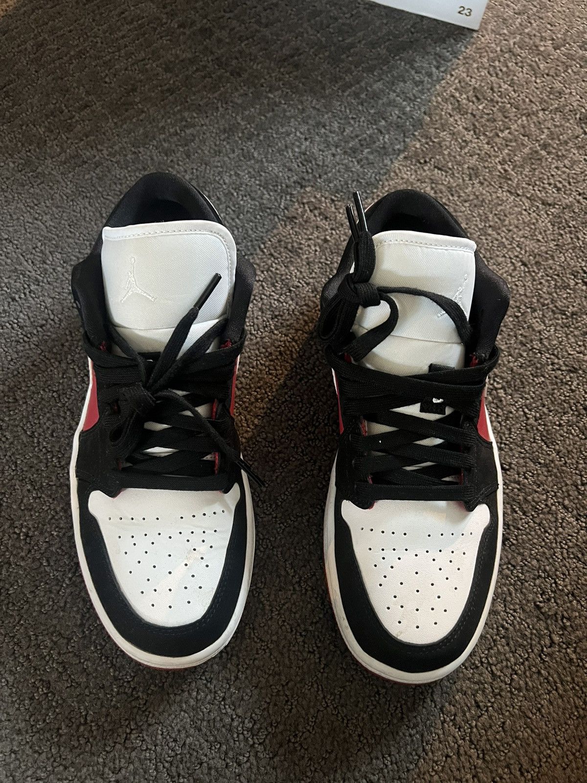 Jordan Brand × Nike AIR JORDAN 1 LOW BLACK WHITE GYM RED Size US 8 / IT 38 - 5 Thumbnail
