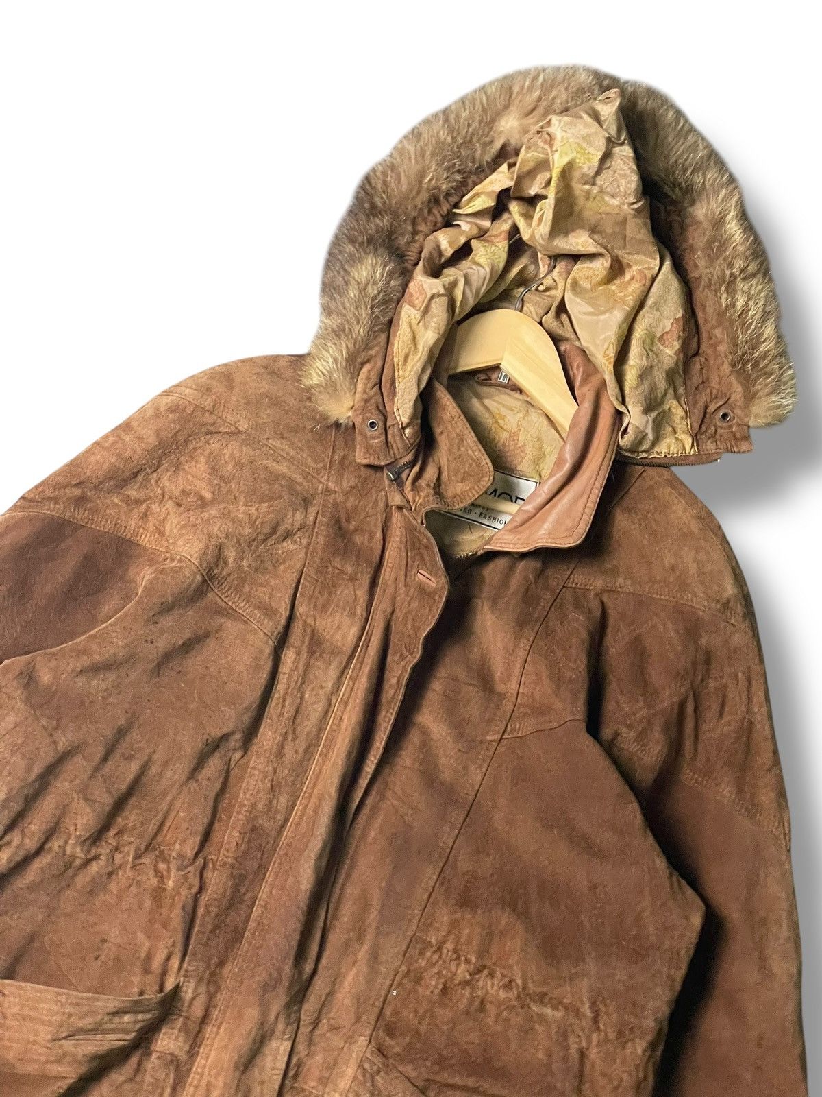 Japanese Brand × Vintage DERIMOD Brand Leather Suede Fur Hooded Jacket (99) Size US L / EU 52-54 / 3 - 2 Thumbnail