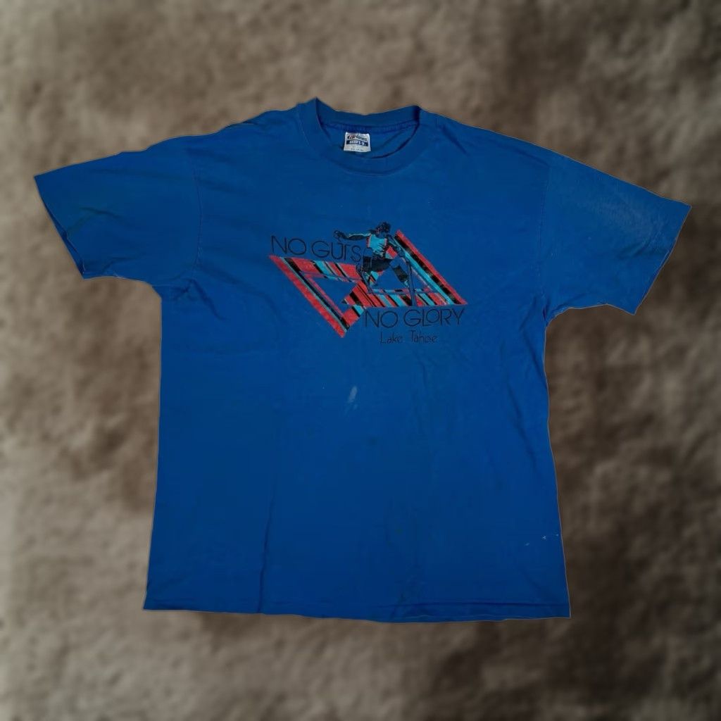 Hanes VINTAGE Hanes T-Shirt Lake Tahoe Short Sleeve Blue XL USA 90s Ski Stitch Men Reads Read Size US XL / EU 56 / 4 - 1 Thumbnail