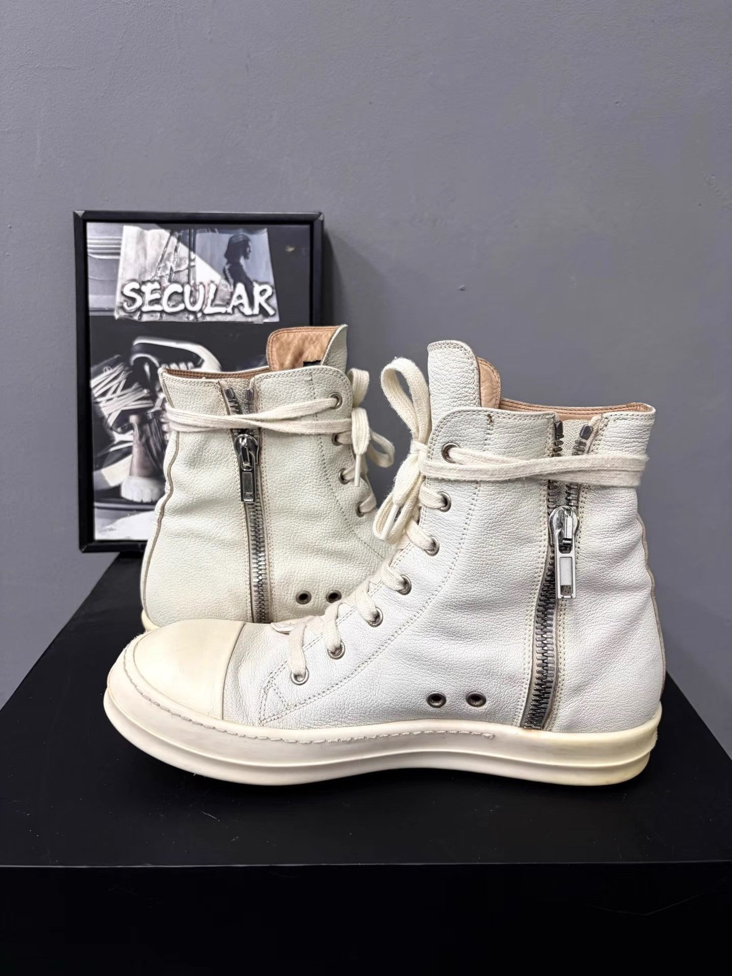 Rick Owens Rick Owens Mainline Leather High-Top Sneakers K34 Size US 8 / EU 41 - 5 Thumbnail