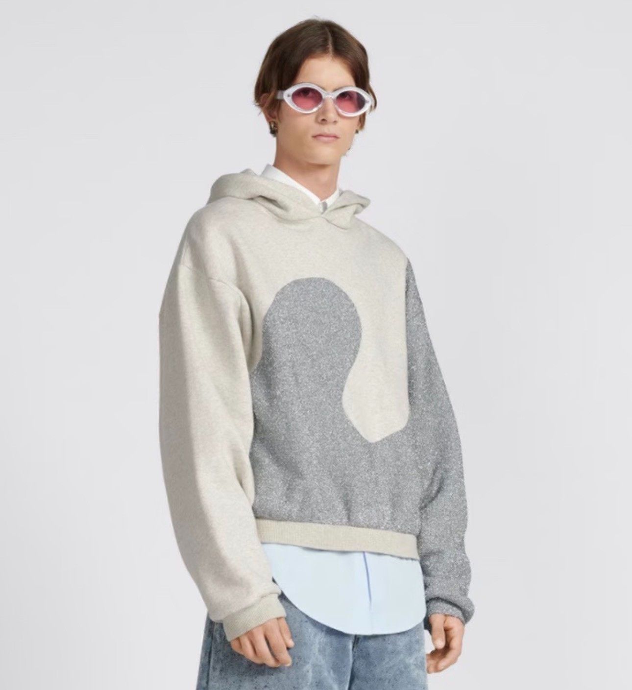 Dior Dior ERL Gray Silver Glitter Geometric Hoodie Size US M / EU 48-50 / 2 - 4 Thumbnail