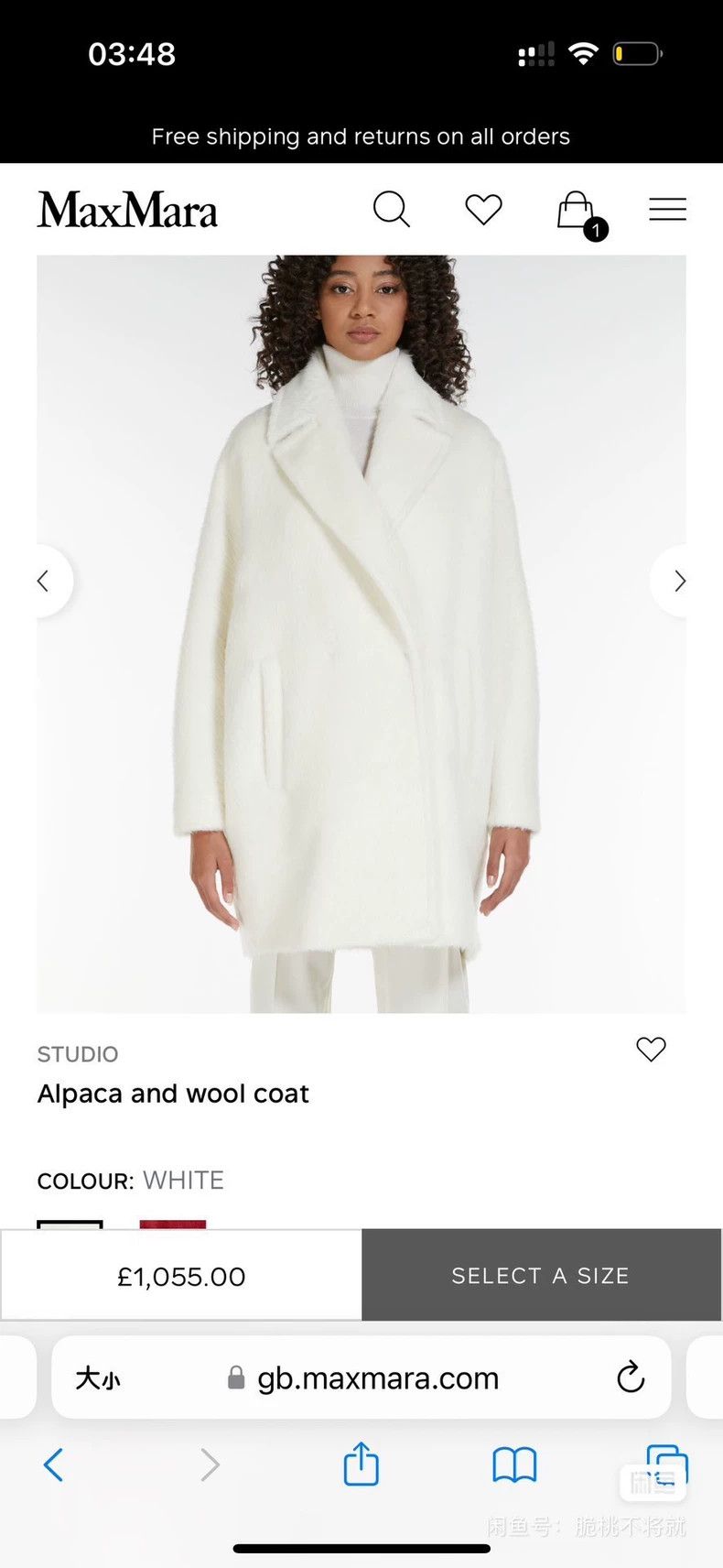 Max Mara Max Mara Studio Calia White Alpaca Coat Size S / US 4 / IT 40 - 2 Thumbnail