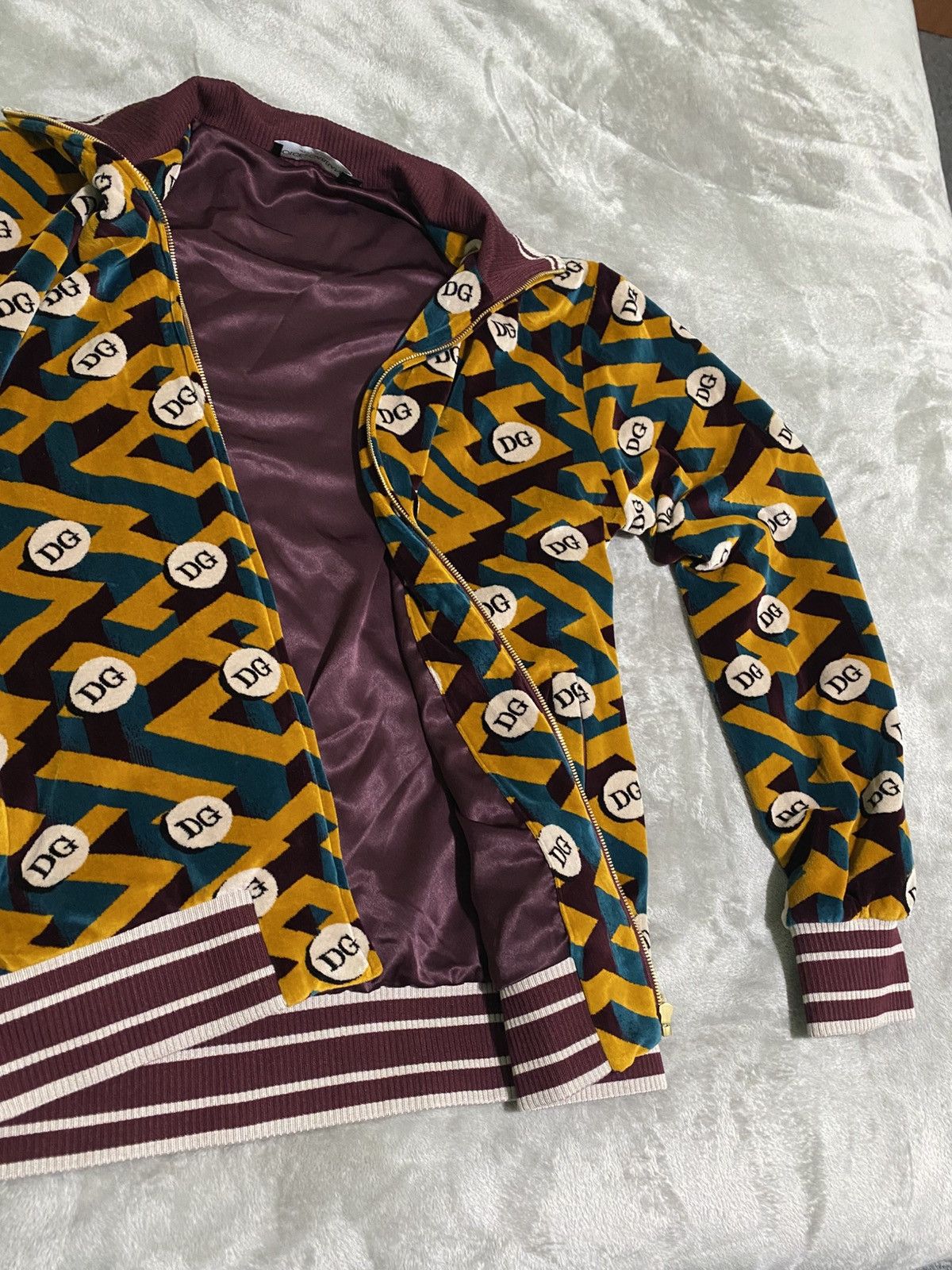 Dolce & Gabbana Dolce & Gabbana DG Monogram Velour Track Jacket Zip-Up Size US M / EU 48-50 / 2 - 7 Thumbnail