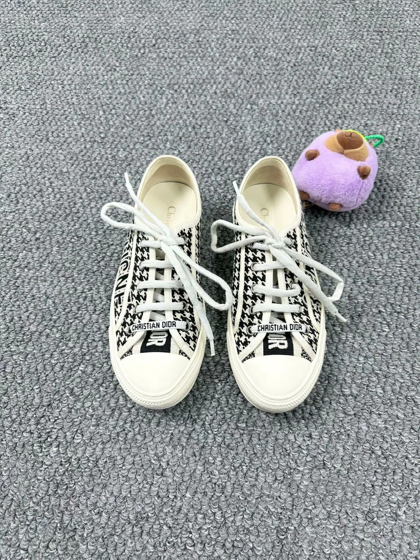 Dior Dior Black and White Houndstooth Low-Top Canvas Shoes| Size US 5.5 / IT 35.5 - 2 Thumbnail
