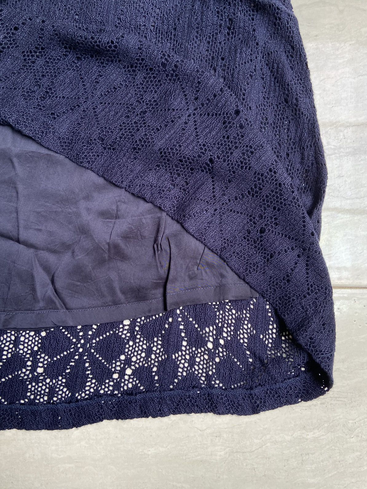Issey Miyake IS Issey Miyake Navy Brokat Skirt Size 22" - 13 Thumbnail