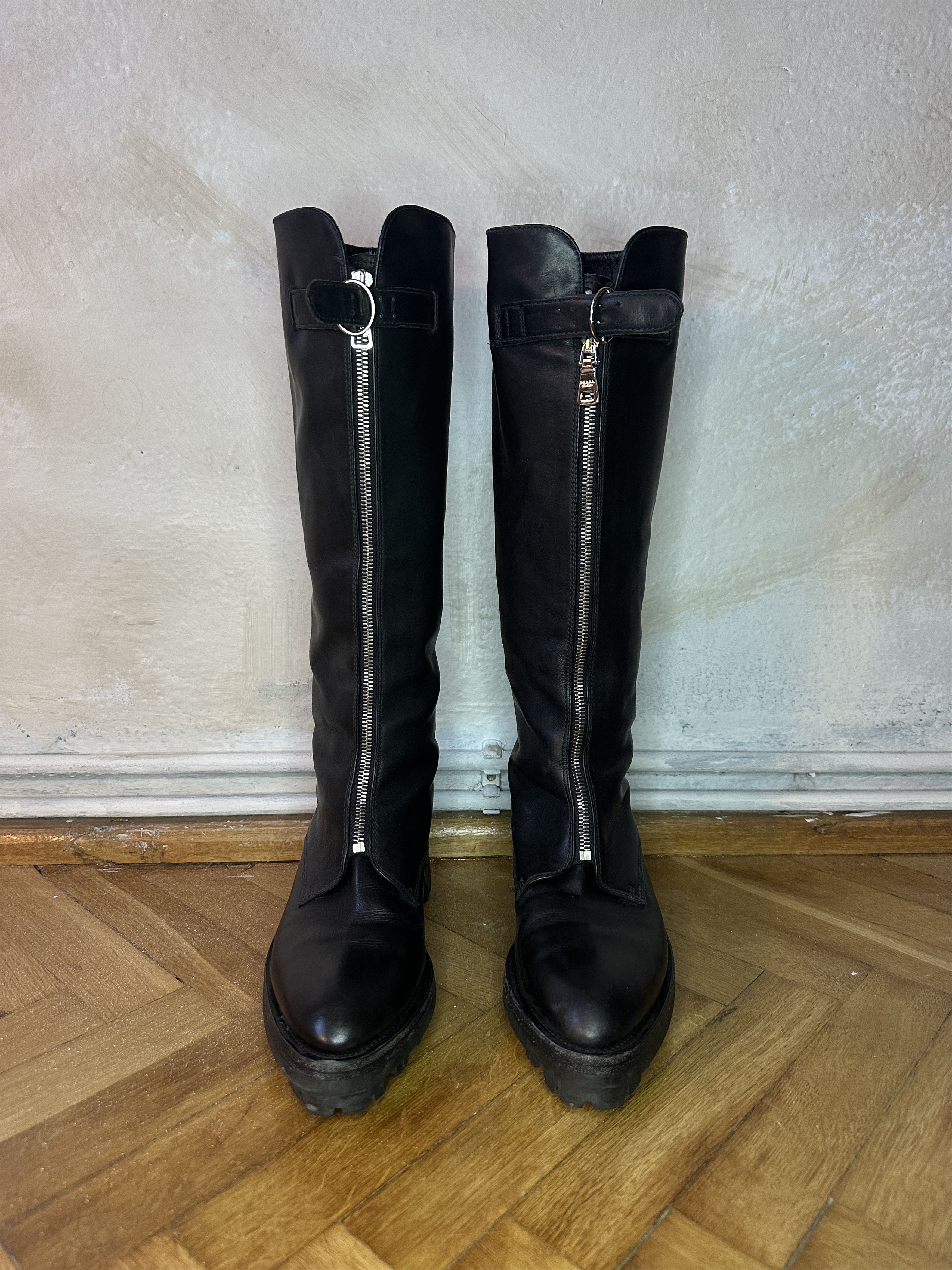 Prada Prada Leather Riding Boots Size US 8.5 / IT 38.5 - 2 Thumbnail
