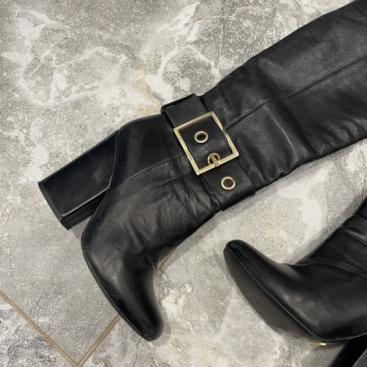 Designer × Vintage 36 GUCCI HA 4426 Runway Platform Stretch Leather Boots shoes Size US 6 / IT 36 - 8 Thumbnail
