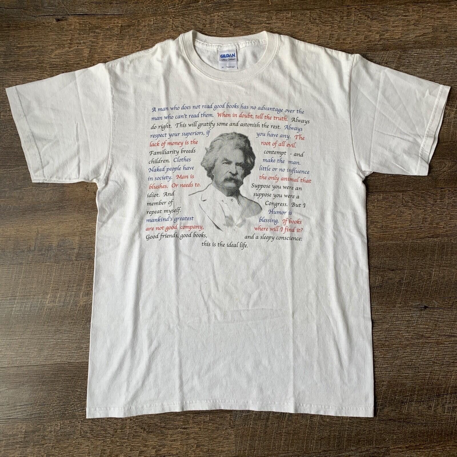 Gildan Vintage 90’s Mark Twain Books Shirt Size M 20”x 27" Rare Tee Size US M / EU 48-50 / 2 - 1 Thumbnail