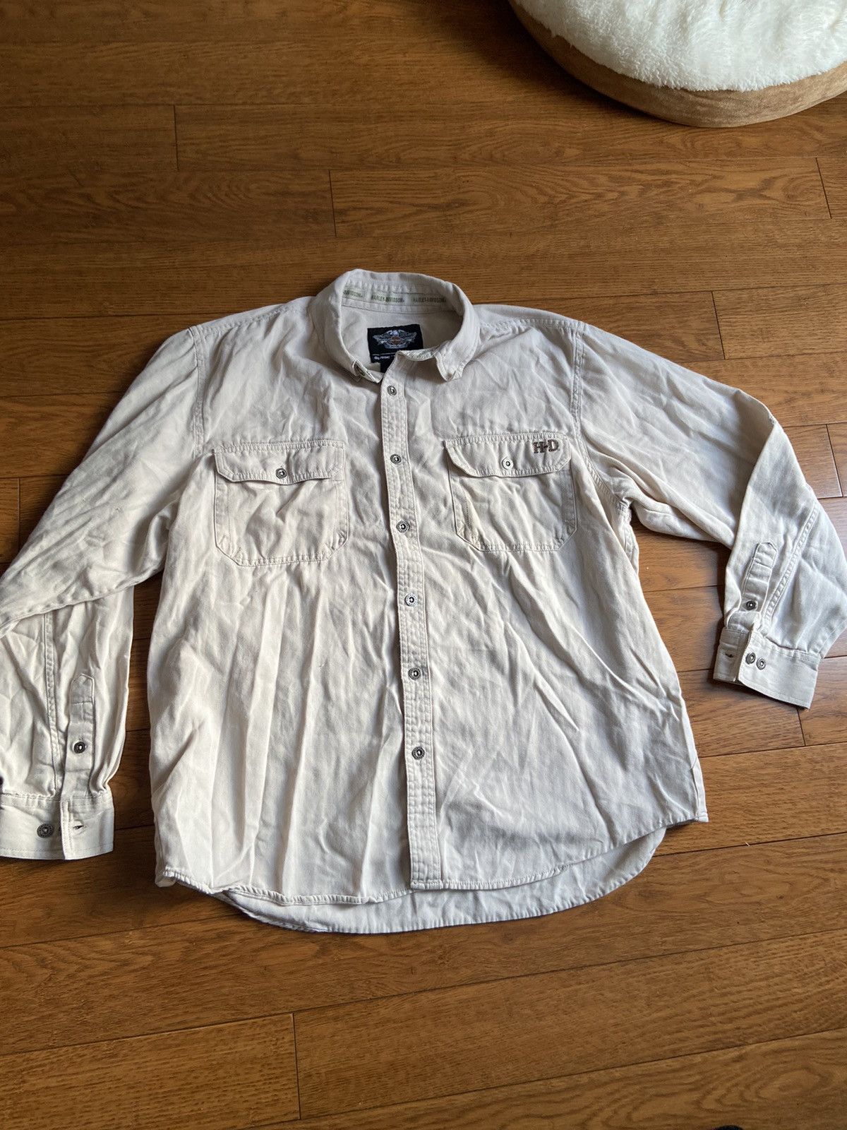 Harley Davidson × Vintage Harley-Davidson beige shirt high quality Size US XL / EU 56 / 4 - 2 Thumbnail