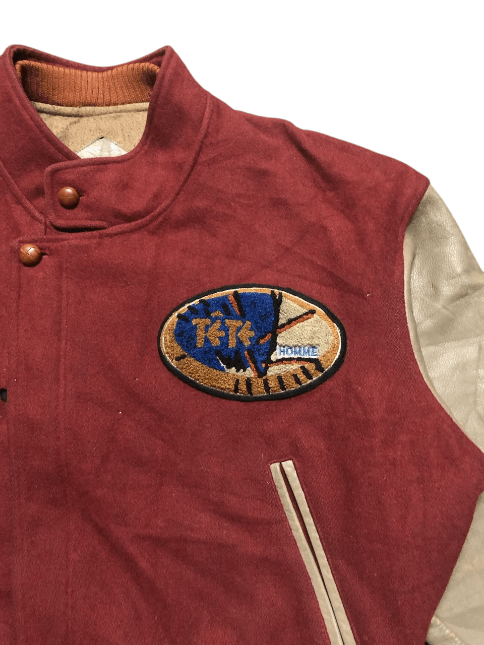 Issey Miyake VINTAGE TETE HOMME KATOH KAZUTAKA VARSITY JACKET DISTRESSED Size US L / EU 52-54 / 3 - 10 Thumbnail