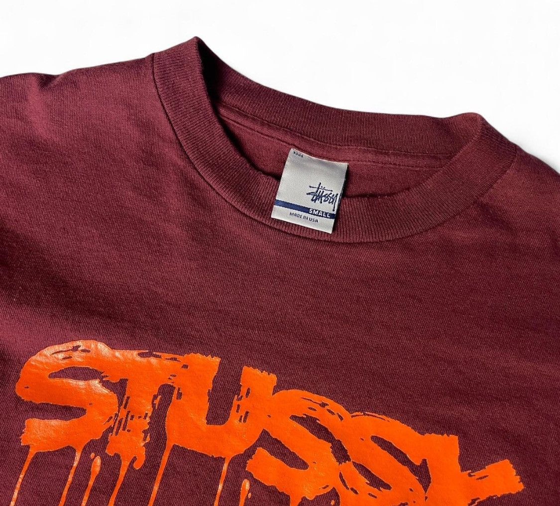 Stussy 🌹💫90S RARE STUSSY BURGUNDY GRAFFITI PRINTED T SHIRT Size US S / EU 44-46 / 1 - 6 Thumbnail