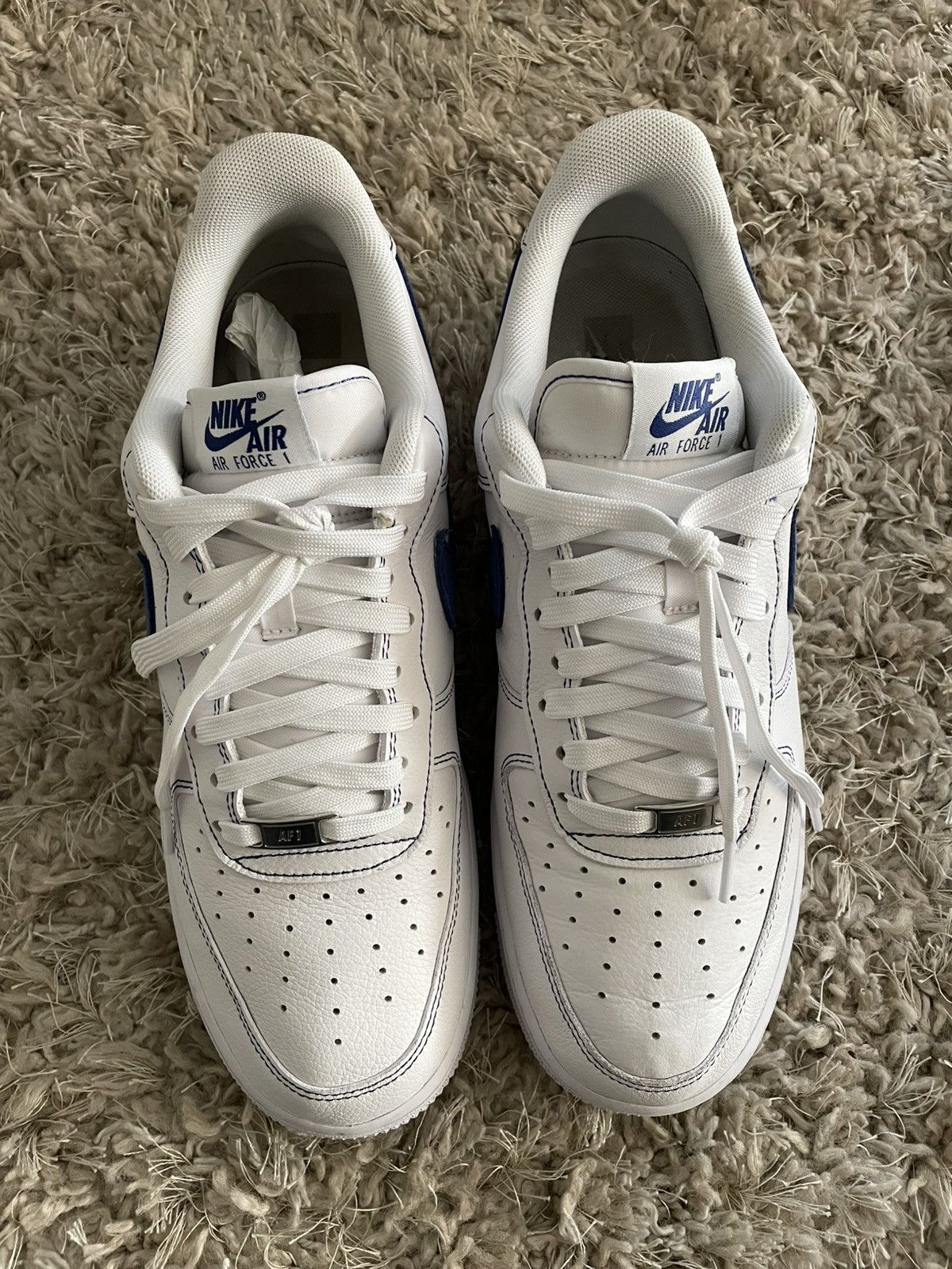 Nike Nike Air Force 1 White Deep Royal Size US 11.5 / EU 44-45 - 6 Thumbnail