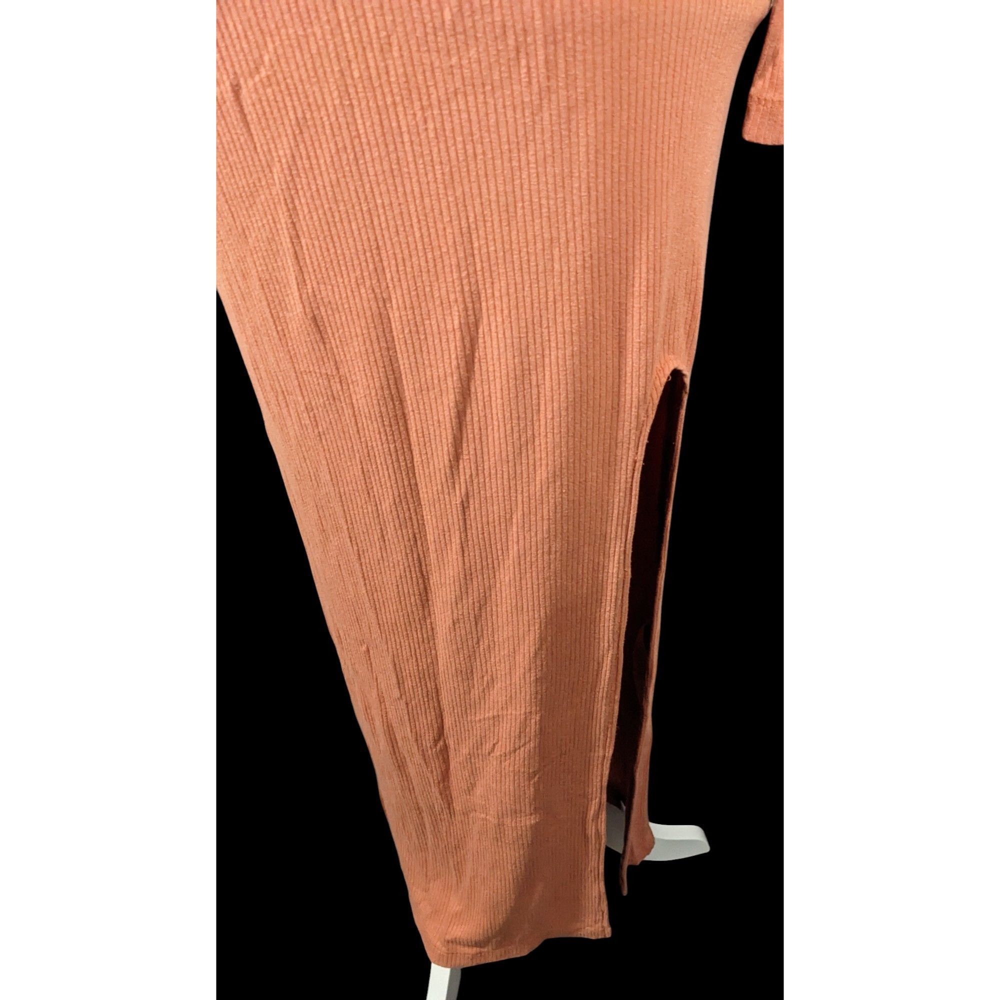 Asos Asos Preppy Muted Orange Ribbed Deep V Neck Side Slit Maxi D Size M / US 6-8 / IT 42-44 - 5 Thumbnail