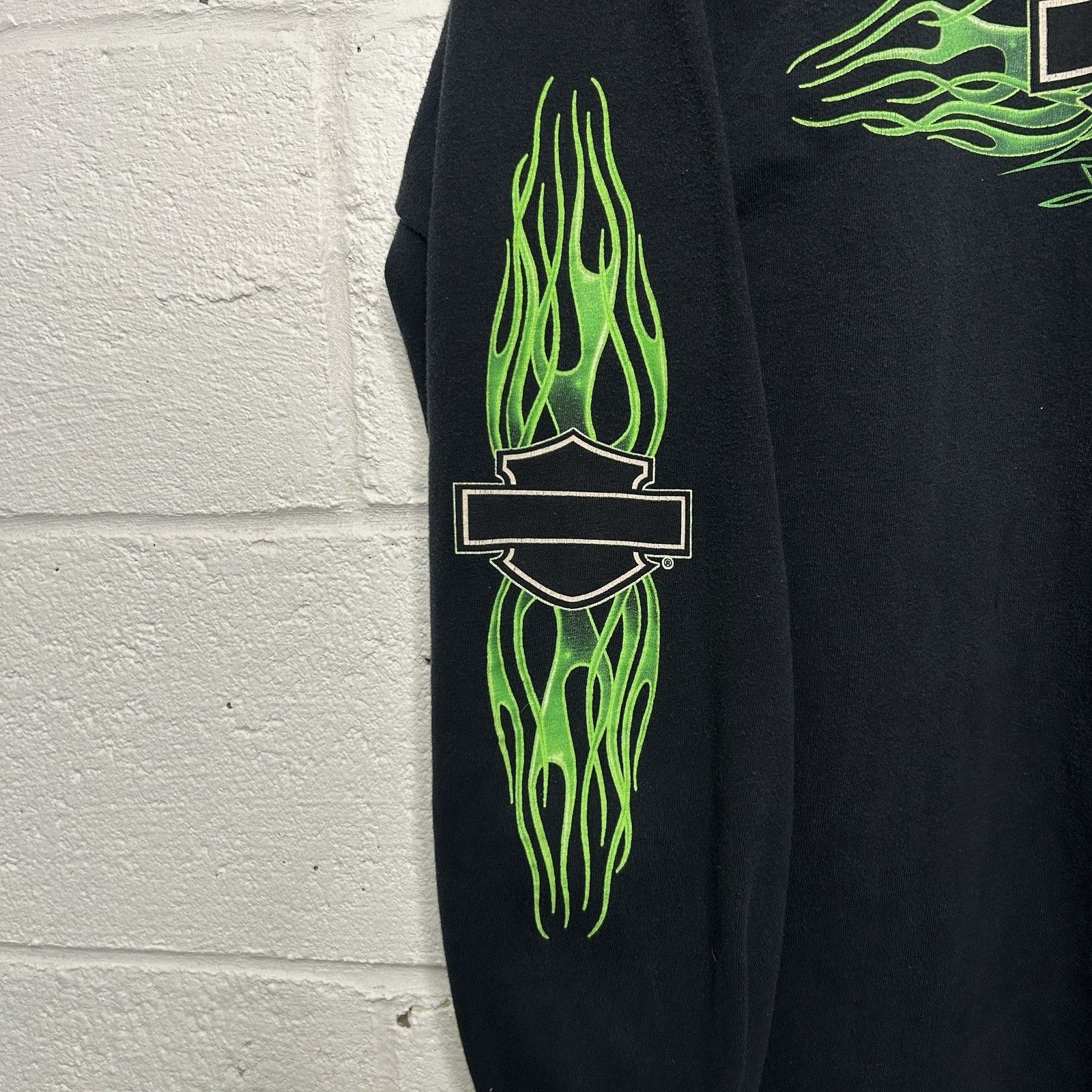 Harley Davidson Vintage Harley Davidson Flames Long Sleeve “Green Black” Size US L / EU 52-54 / 3 - 4 Thumbnail