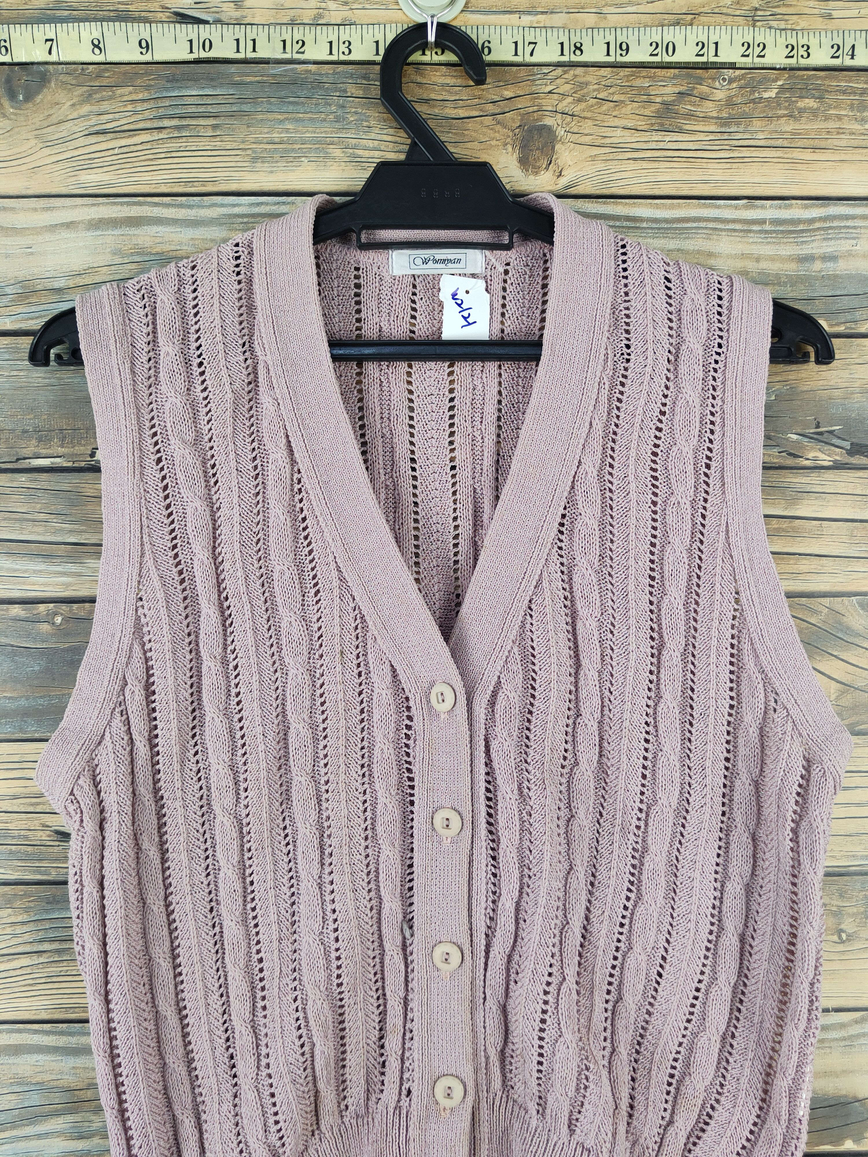 Homespun Knitwear Womiyan Pink Crochet Knitwear Vests #W2121 Size S / US 4 / IT 40 - 2 Thumbnail