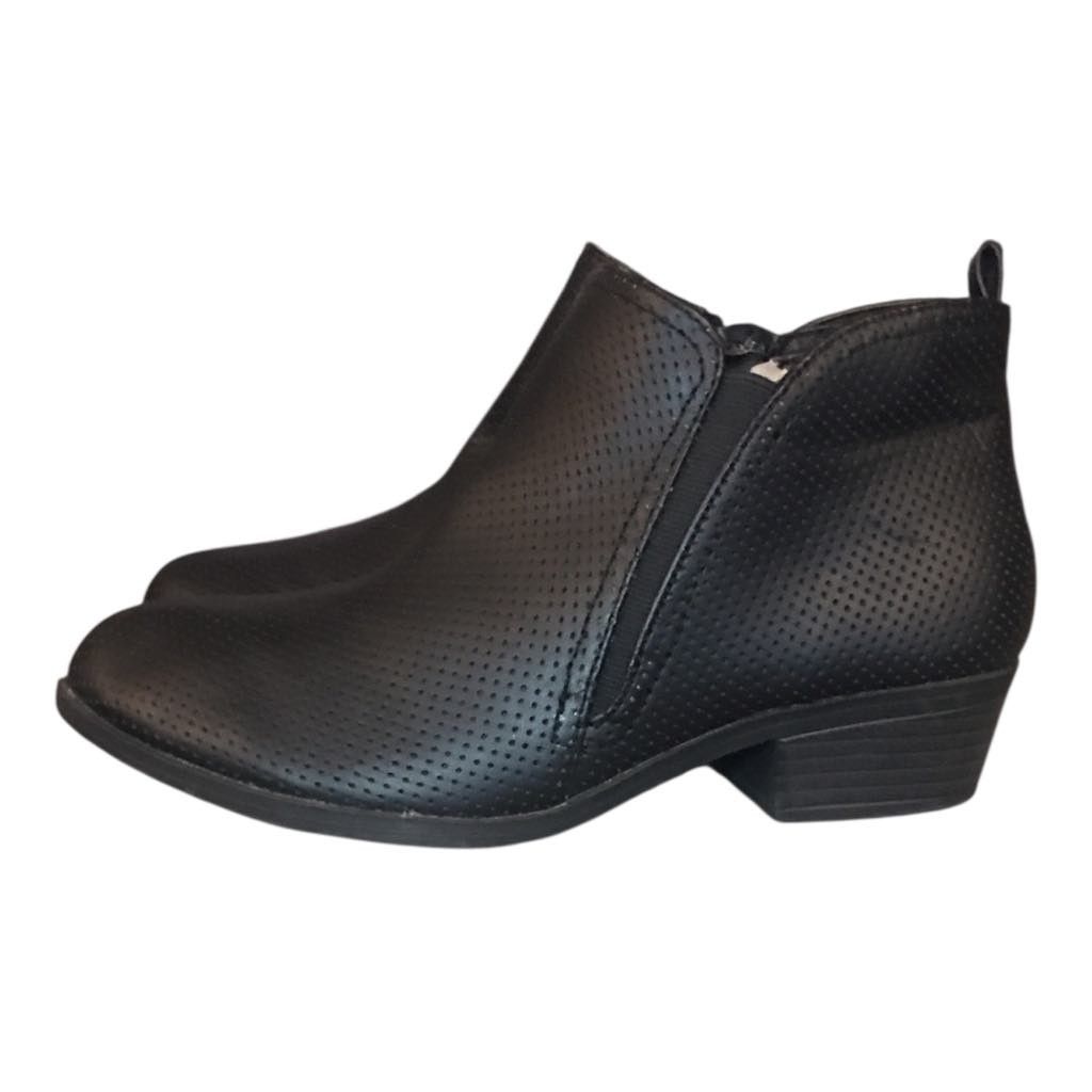 Other Sugar Girl's Black Perforated Ankle Boot Booties Side Zip 3M Size US 5.5 / IT 35.5 - 7 Thumbnail