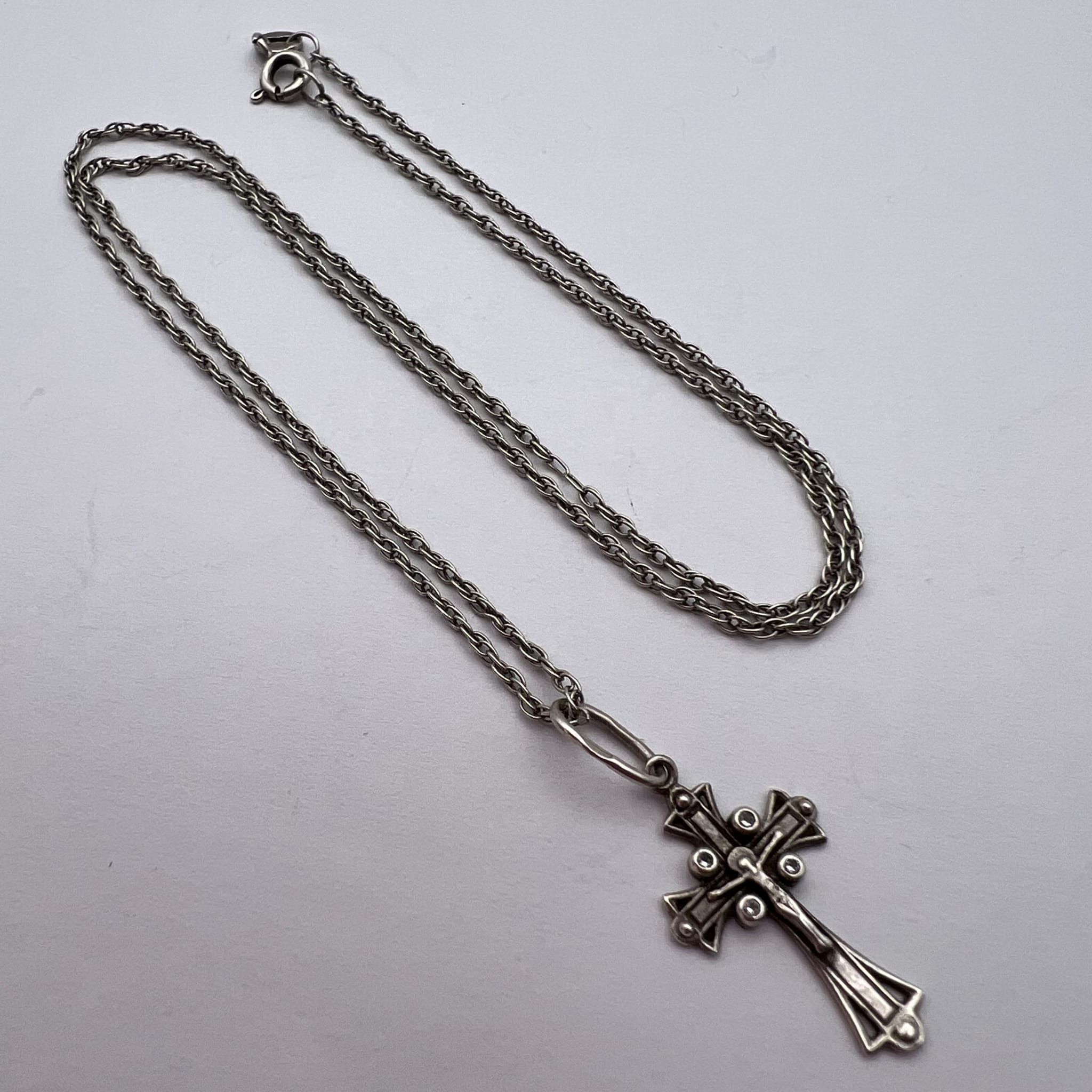 Sterling Silver Sterling Silver 925 Cross Pendant Necklace Vintage Style Size ONE SIZE - 6 Thumbnail