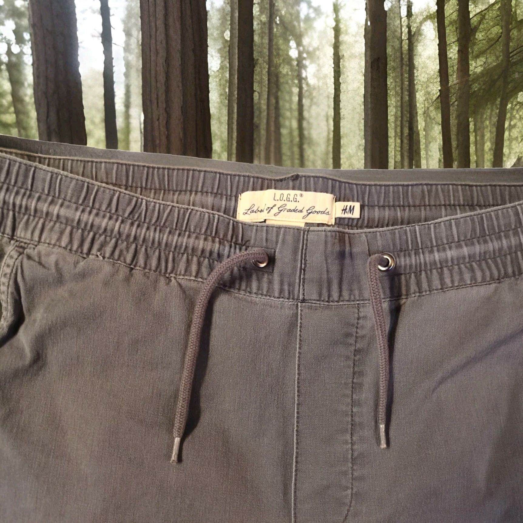 H&M VINTAGE L.O.G.G. Pants Men Medium M Drawstring Slim Fit Cuffed Taper Gray Size US 33 - 6 Thumbnail