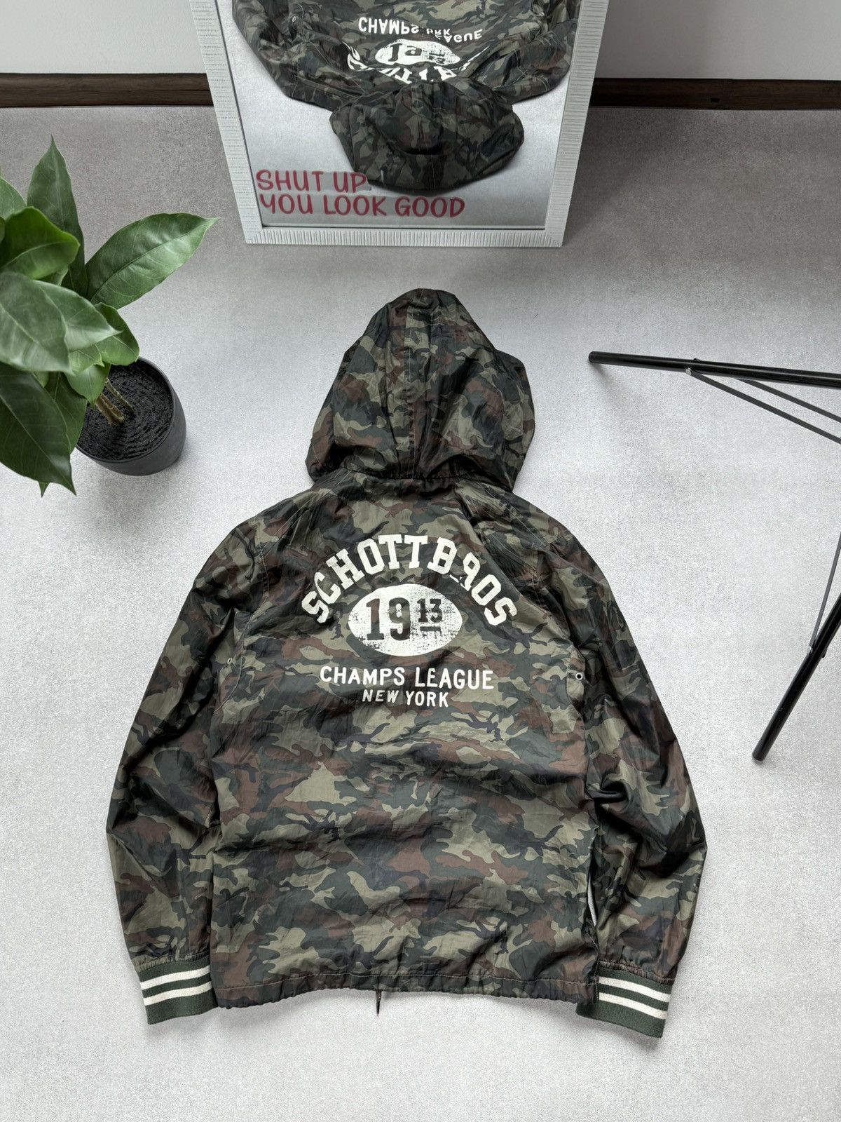 Schott Schott NYC Camouflage Hooded Jacket Men’s Camo Zip Up Size US S / EU 44-46 / 1 - 1 Thumbnail