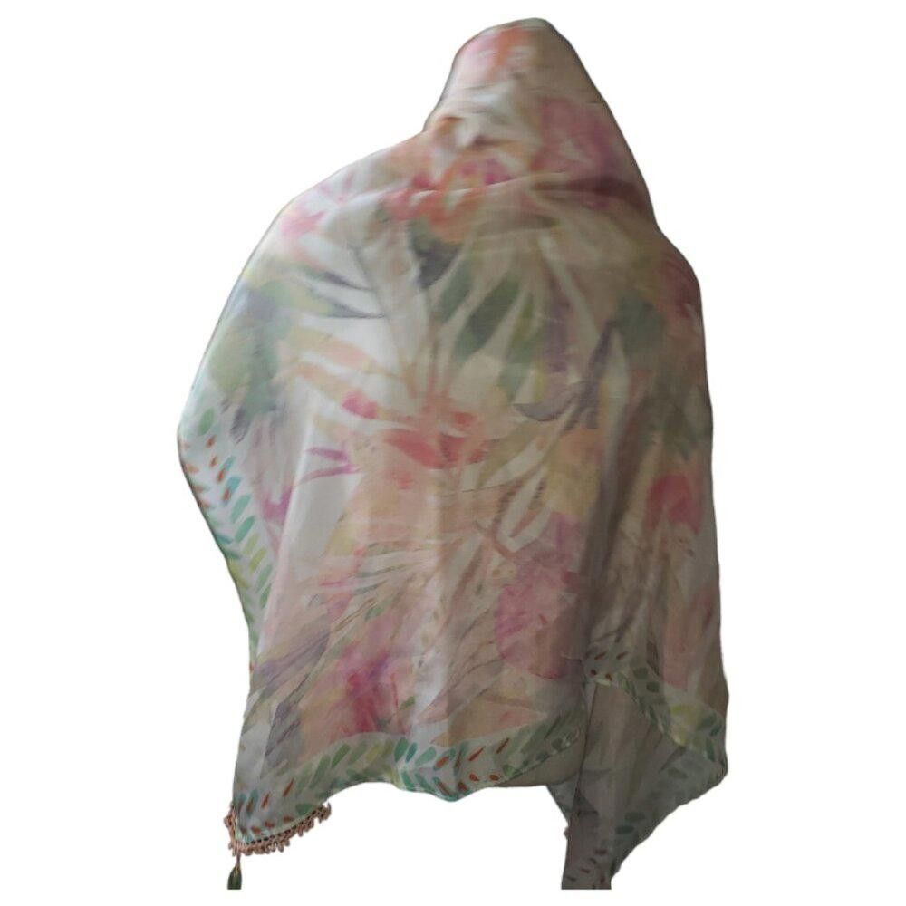 Designer CT1585 Vismaya Floral Pastel 100% Silk Scarf/Wrap Size ONE SIZE - 3 Thumbnail