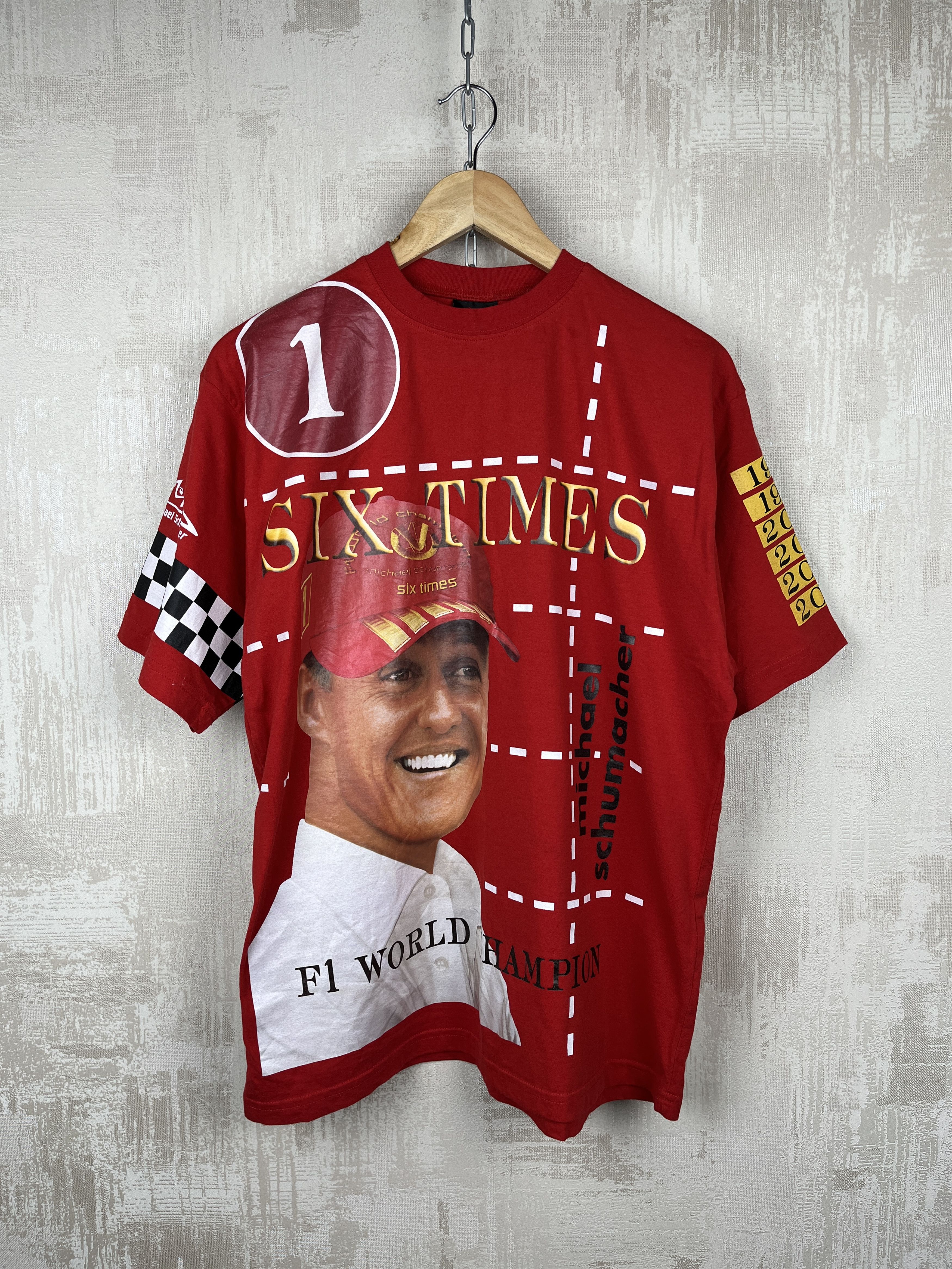 Formula 1 Michael Schumacher Six Times F1 World Champion 1994-2003 Tee Size US L / EU 52-54 / 3 - 3 Thumbnail