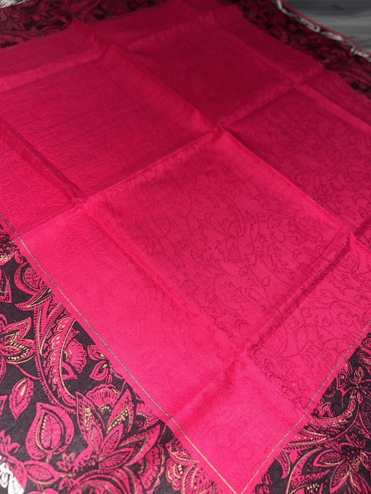 Yves Saint Laurent Vintage YSL Pink & Black Paisley Pattern Cotton Handkerchief Size ONE SIZE - 9 Thumbnail