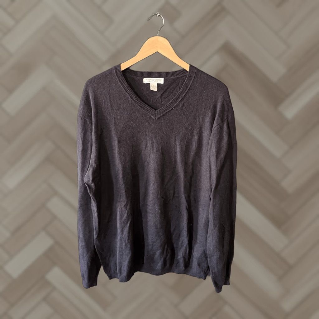 Pronto Uomo Pronto Uomo Mens Sweater Pullover V-Neck Cashmere Black L Size US L / EU 52-54 / 3 - 1 Thumbnail