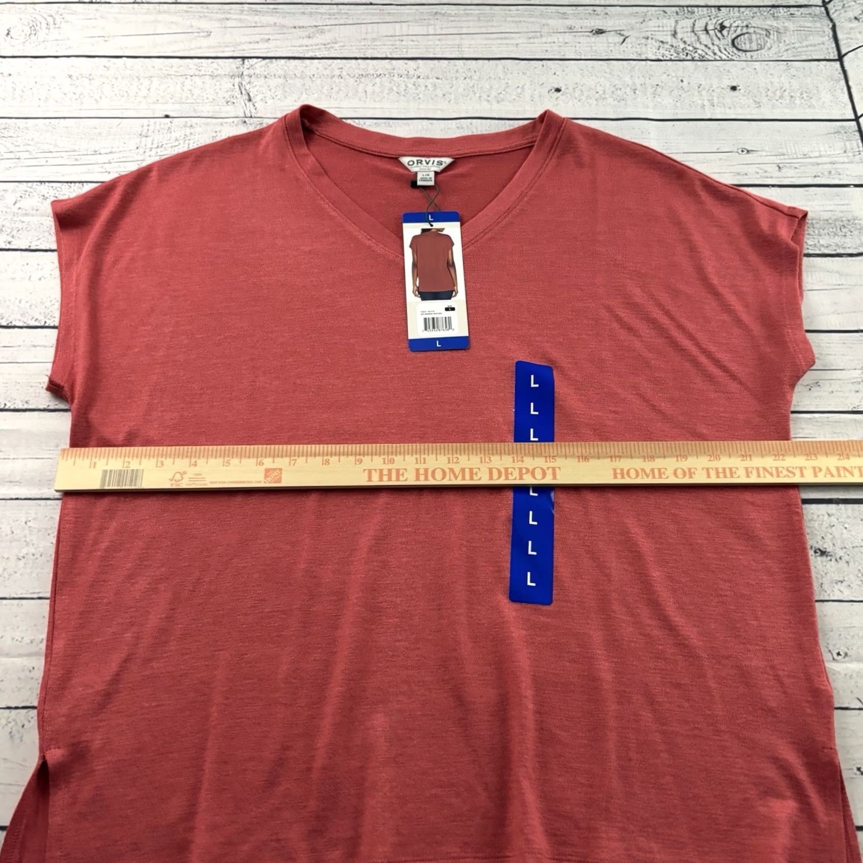 Orvis Orvis Women's Large Mineral Red V-Neck Short-Sleeve Relaxed Tee Shirt Size L / US 10 / IT 46 - 5 Thumbnail