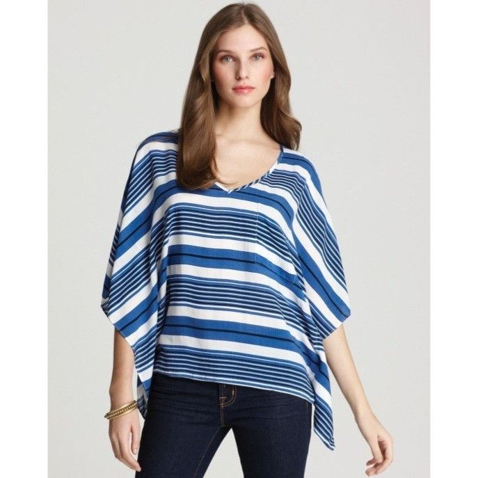 Other NWT Karen Kane Angel Flutter Sleeve Blue White Black Striped Size S / US 4 / IT 40 - 10 Thumbnail