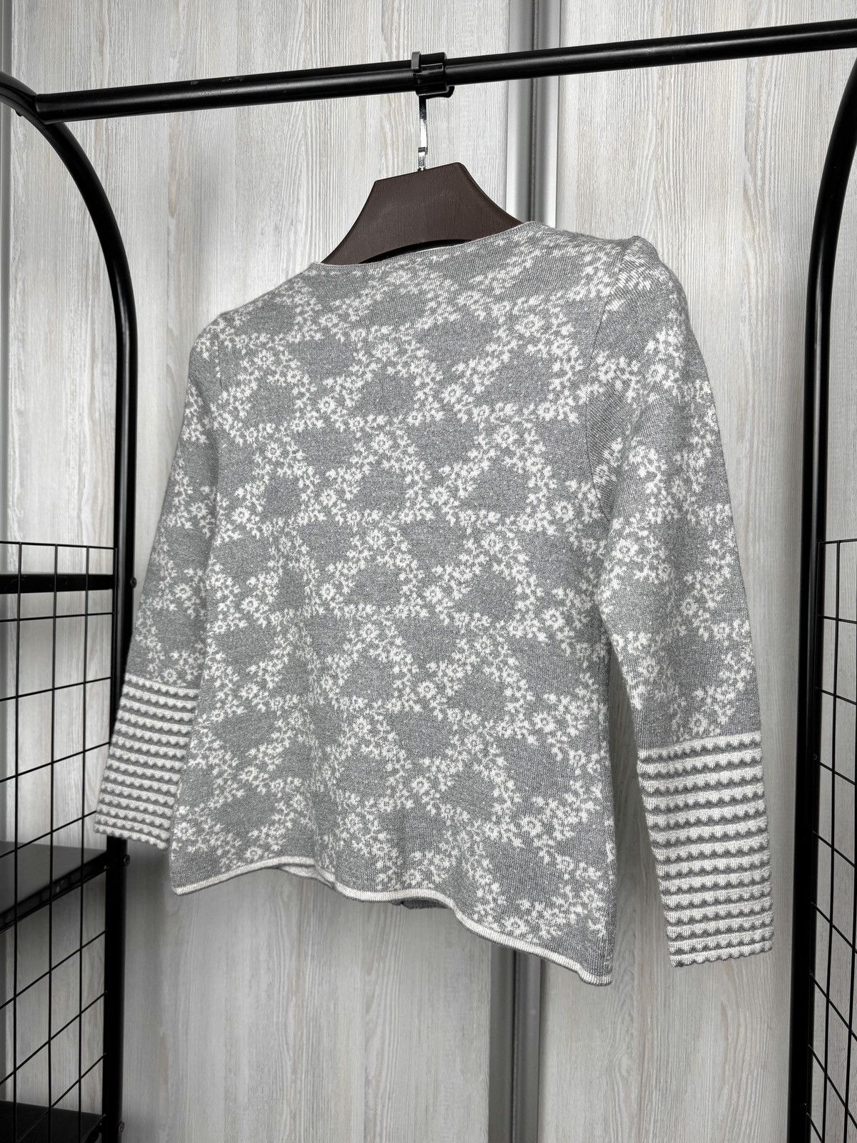 Other OLEANA NORWAY Gray Floral Silk Wool Knit Cardigan Sweater Size XS / US 0-2 / IT 36-38 - 8 Thumbnail