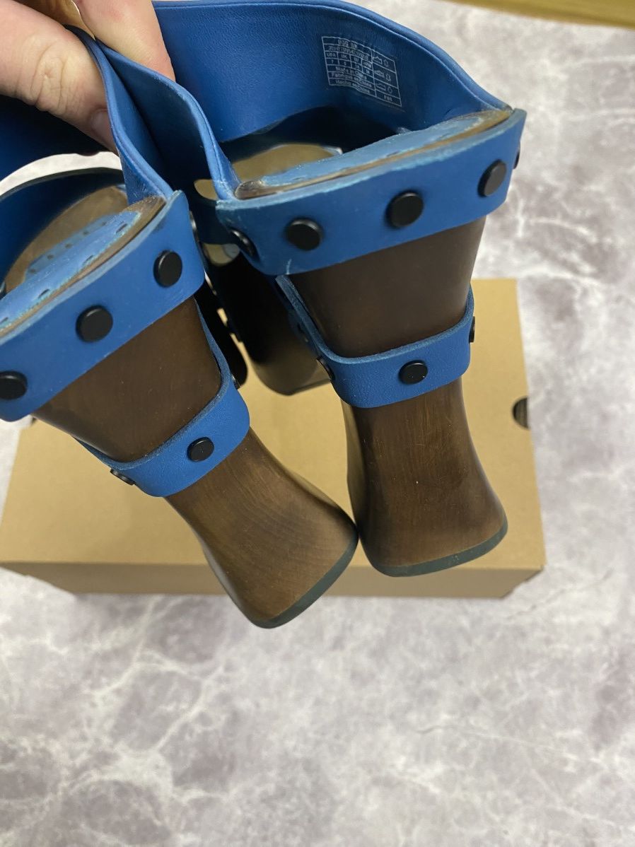 Eckhaus Latta Ugg x Eckhaus Latta Wooden Platform Clogs Blue Leather Upper Size US 8 / IT 38 - 9 Thumbnail