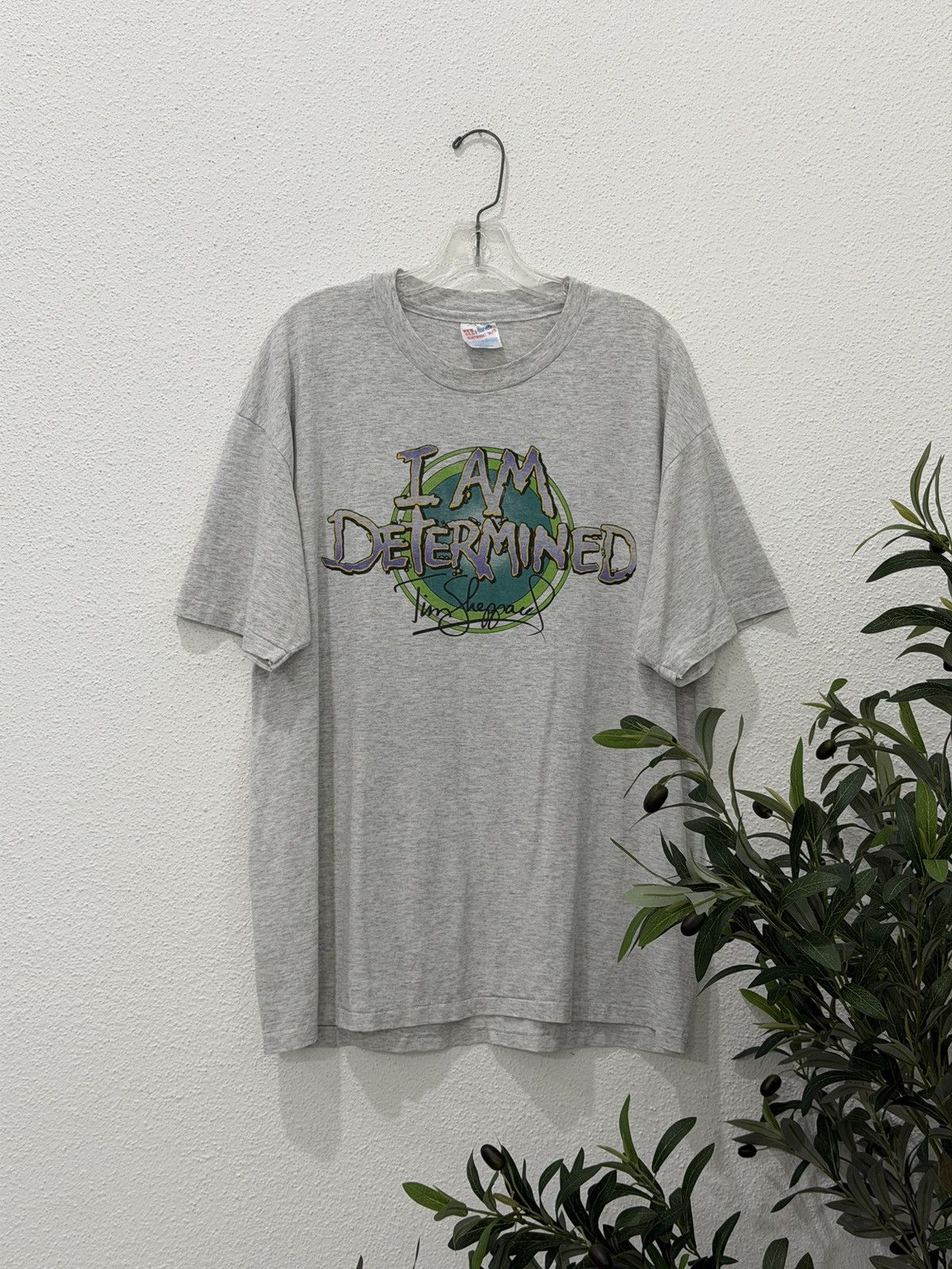 Hanes Vintage 90s Tim Sheppard “I Am Determined” Christian T-Shirt Size US XL / EU 56 / 4 - 1 Thumbnail