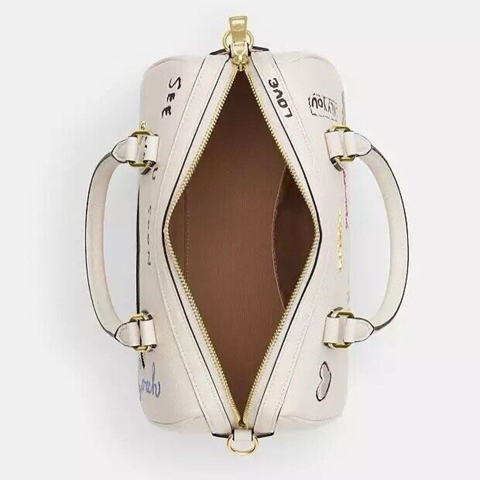 Coach NWT Coach Rowan Satchel Bag Sketch CAK19 Gold/chalk multi Size ONE SIZE - 13 Thumbnail