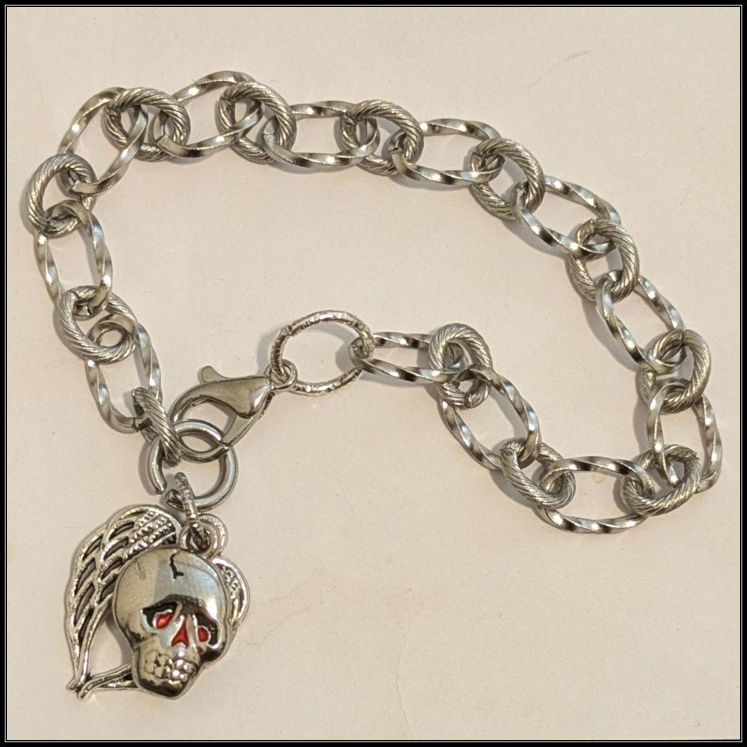 Ed Hardy ED HARDY Skull Wings Charm Bracelet Stainless Steel Chain Size ONE SIZE - 3 Thumbnail