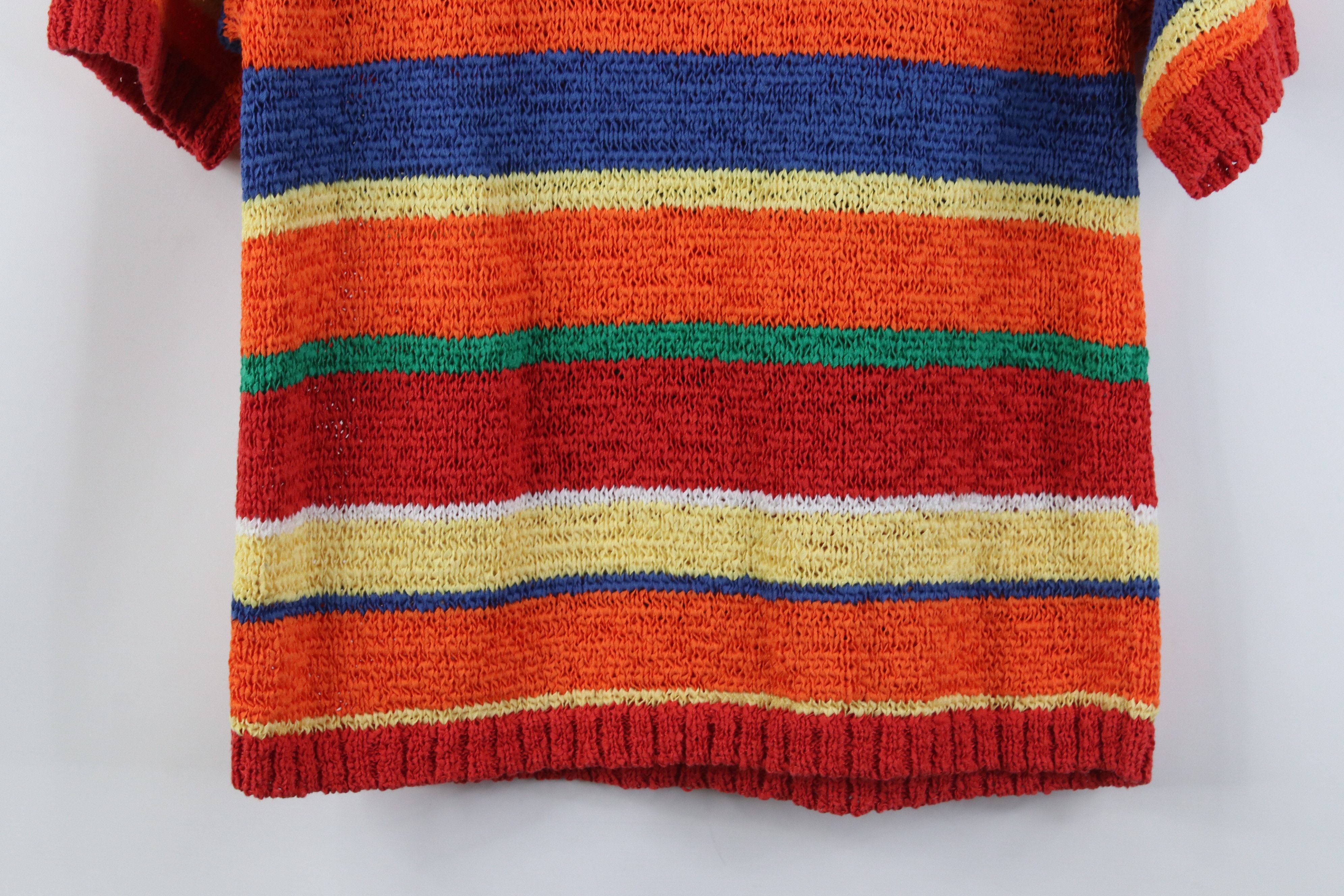 Vintage Vintage 90s Dawsons Creek Striped Knit Short Sleeve Sweater Size M / US 6-8 / IT 42-44 - 10 Thumbnail