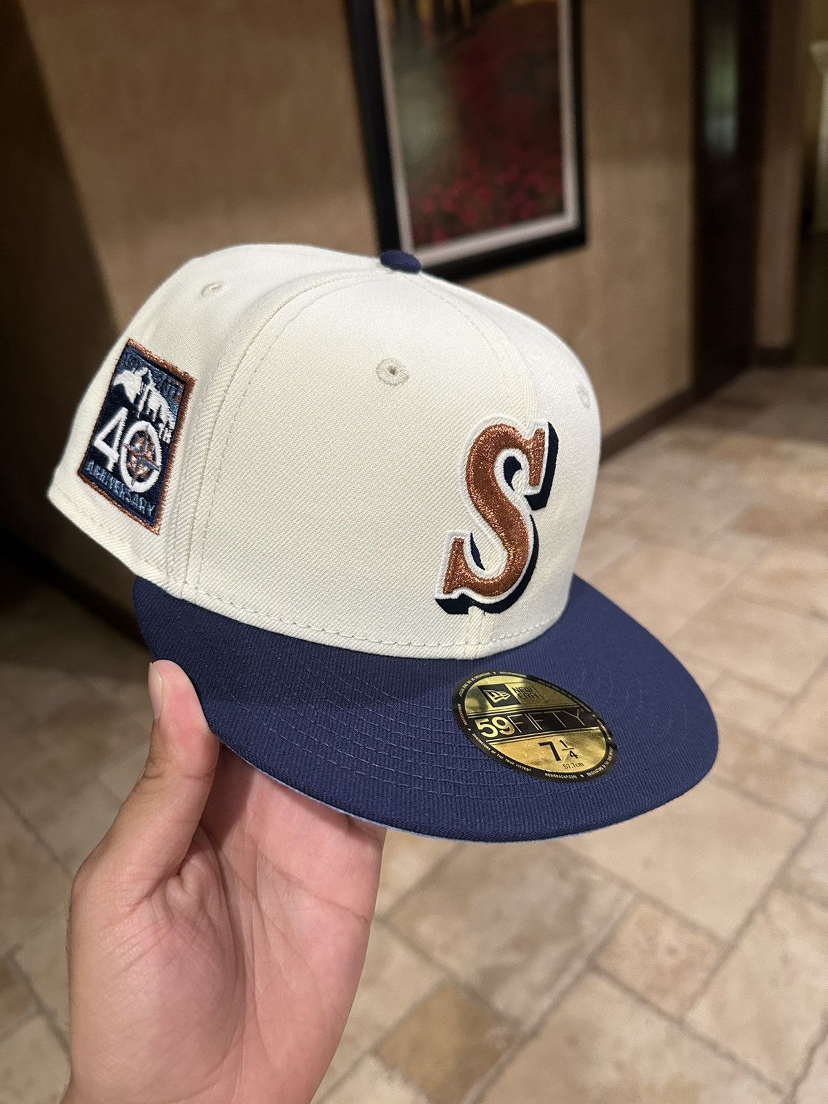 image of Hat Club x New Era Seattle Mariners “Yote” Size 7 1/4 in White, Men's