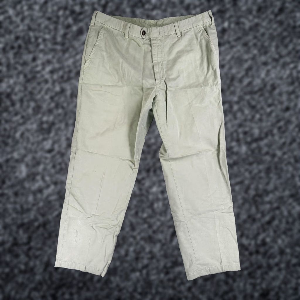 Vintage Borrelli Napoli Chino Pants Mens 36 Flat Front Linen Cotton Green 50% Linen 50% Cotton Italy Slim Front Pockets Straight Leg” Size US 36 / EU 52 - 1 Thumbnail