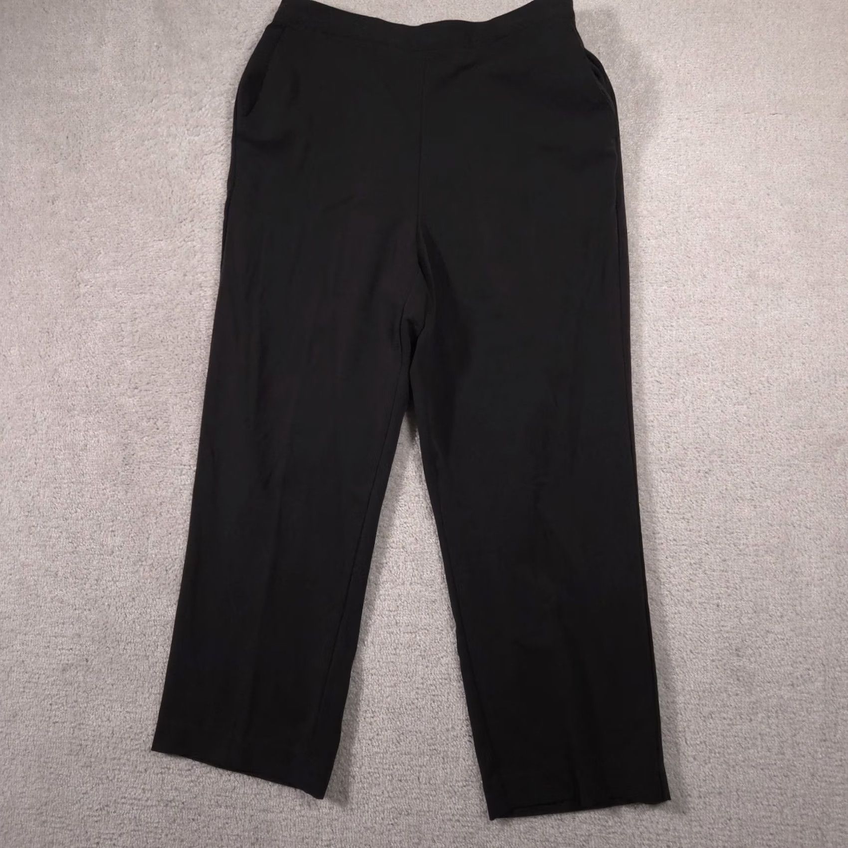 Vintage Alfred Dunner Pants Womens 12 Dark Gray Pull On Elastic Waist Polyester Slacks Size 34" / US 12 / IT 48 - 2 Thumbnail