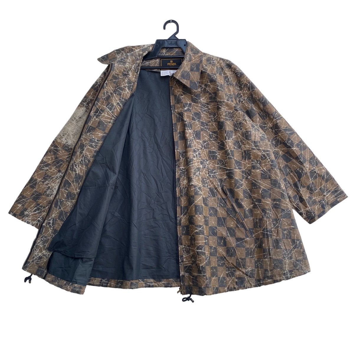 Fendi × Vintage 80s FENDI zucca all overprinted checkerboard oversize jacket Size XS / US 0-2 / IT 36-38 - 4 Thumbnail