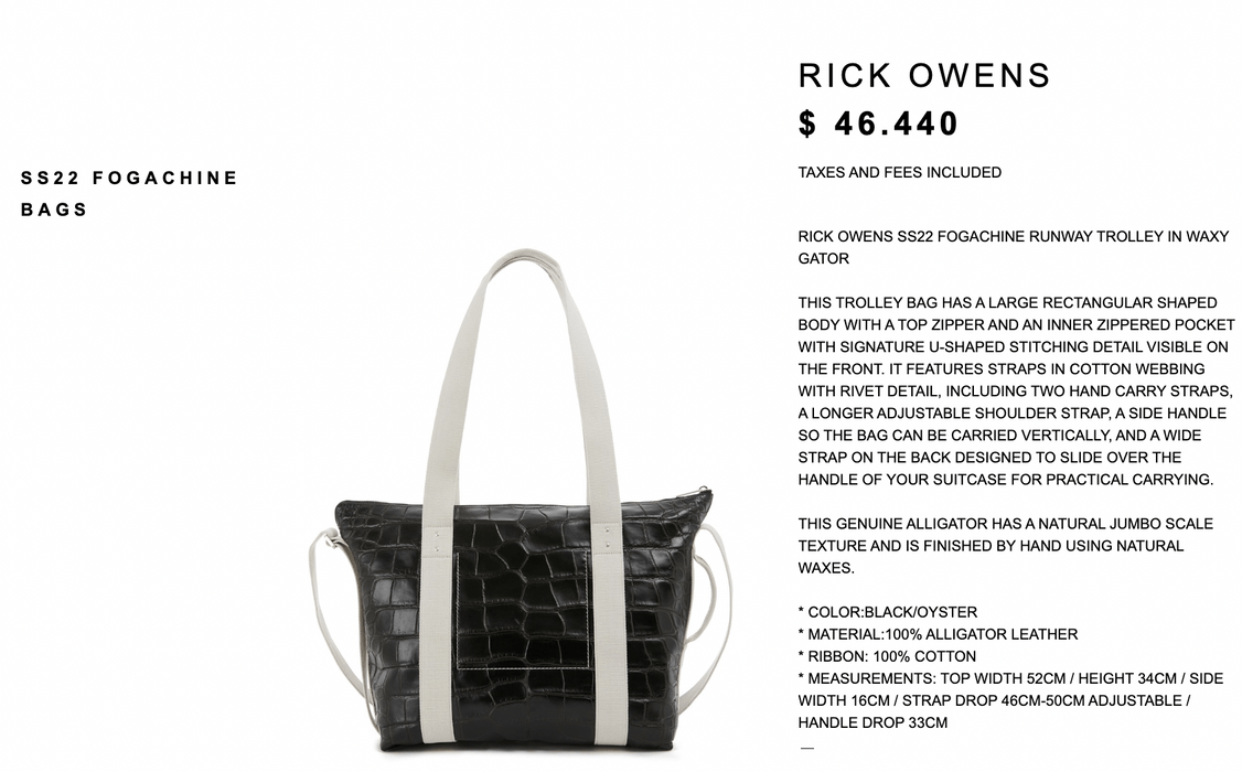 Rick Owens ✨EXOTIC✨CROCODILE JUMBO SCALE TROLLEY BAG | Grailed